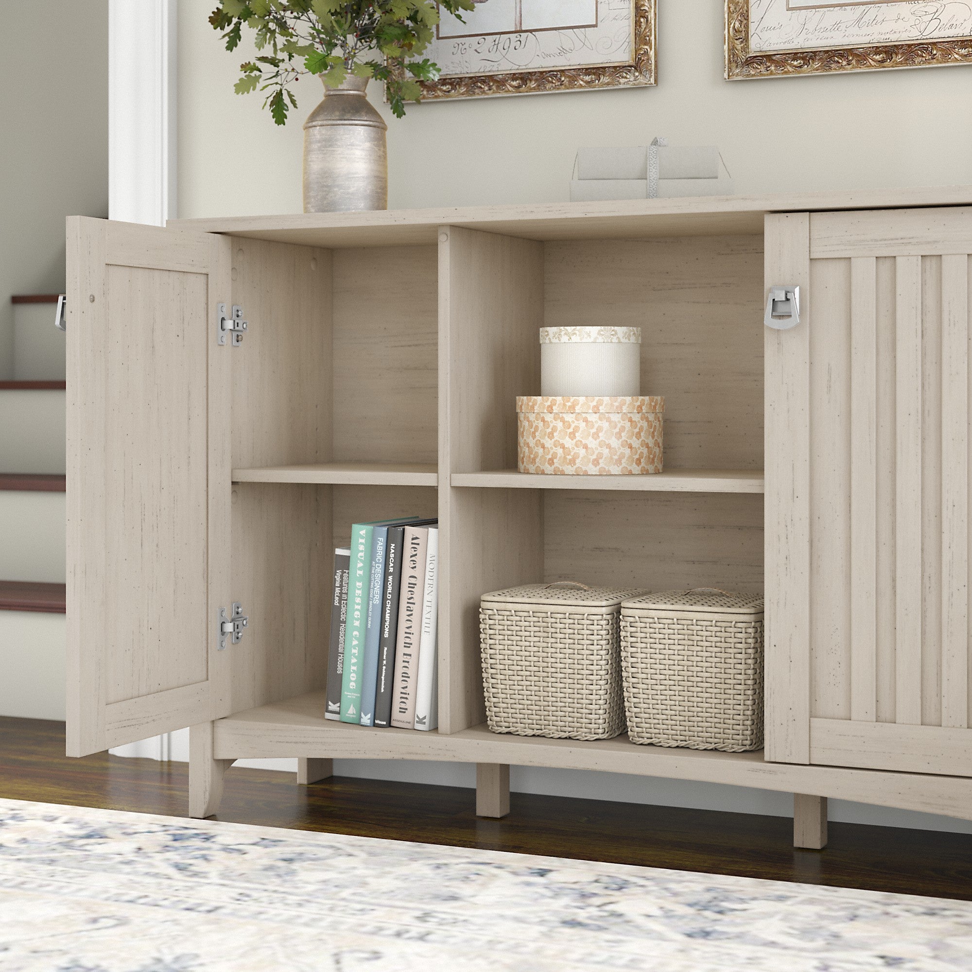 Bush Furniture Salinas Entryway Storage Set with Hall Tree, Shoe Bench and Accent Cabinets