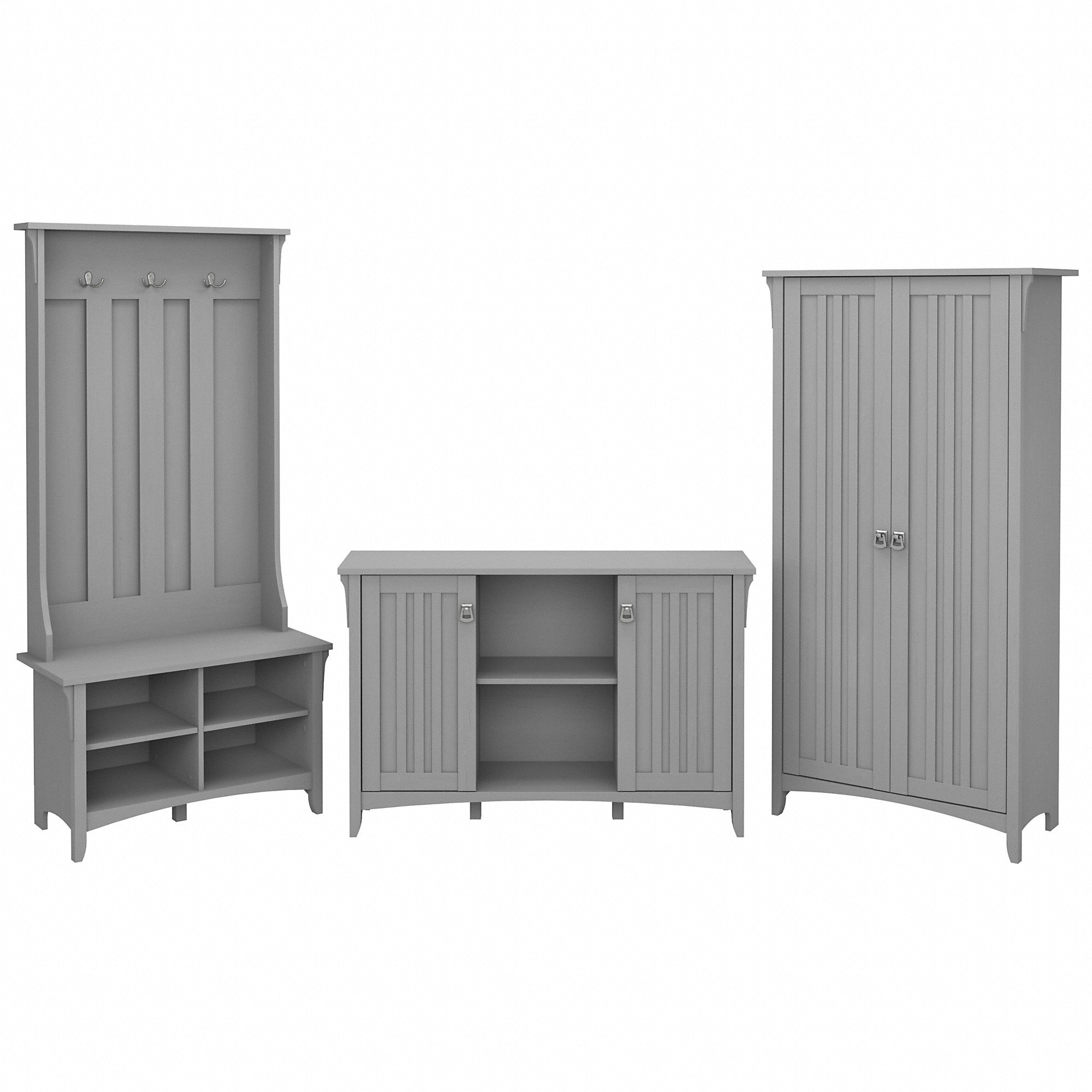 Bush Furniture Salinas Entryway Storage Set with Hall Tree, Shoe Bench and Accent Cabinets