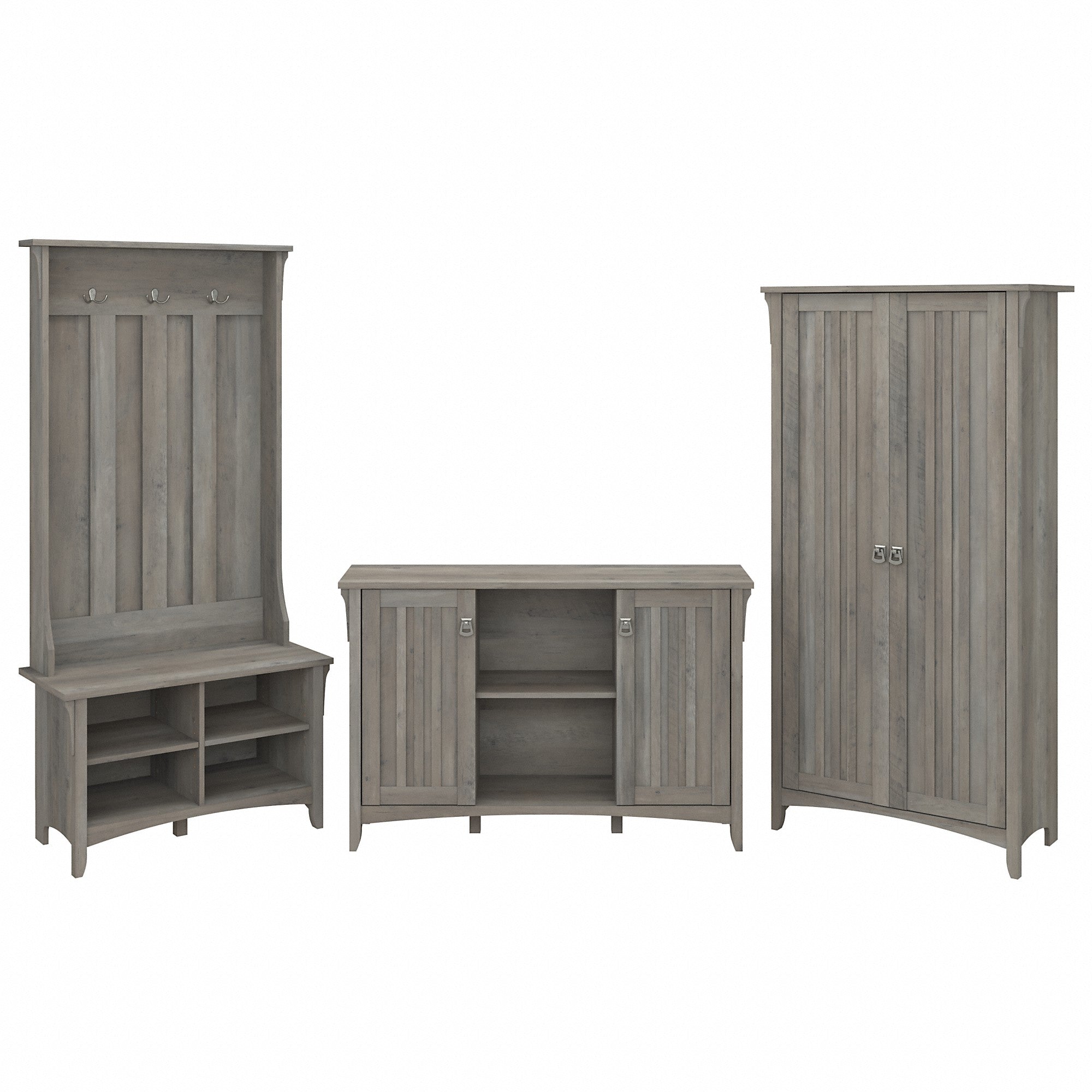 Bush Furniture Salinas Entryway Storage Set with Hall Tree, Shoe Bench and Accent Cabinets