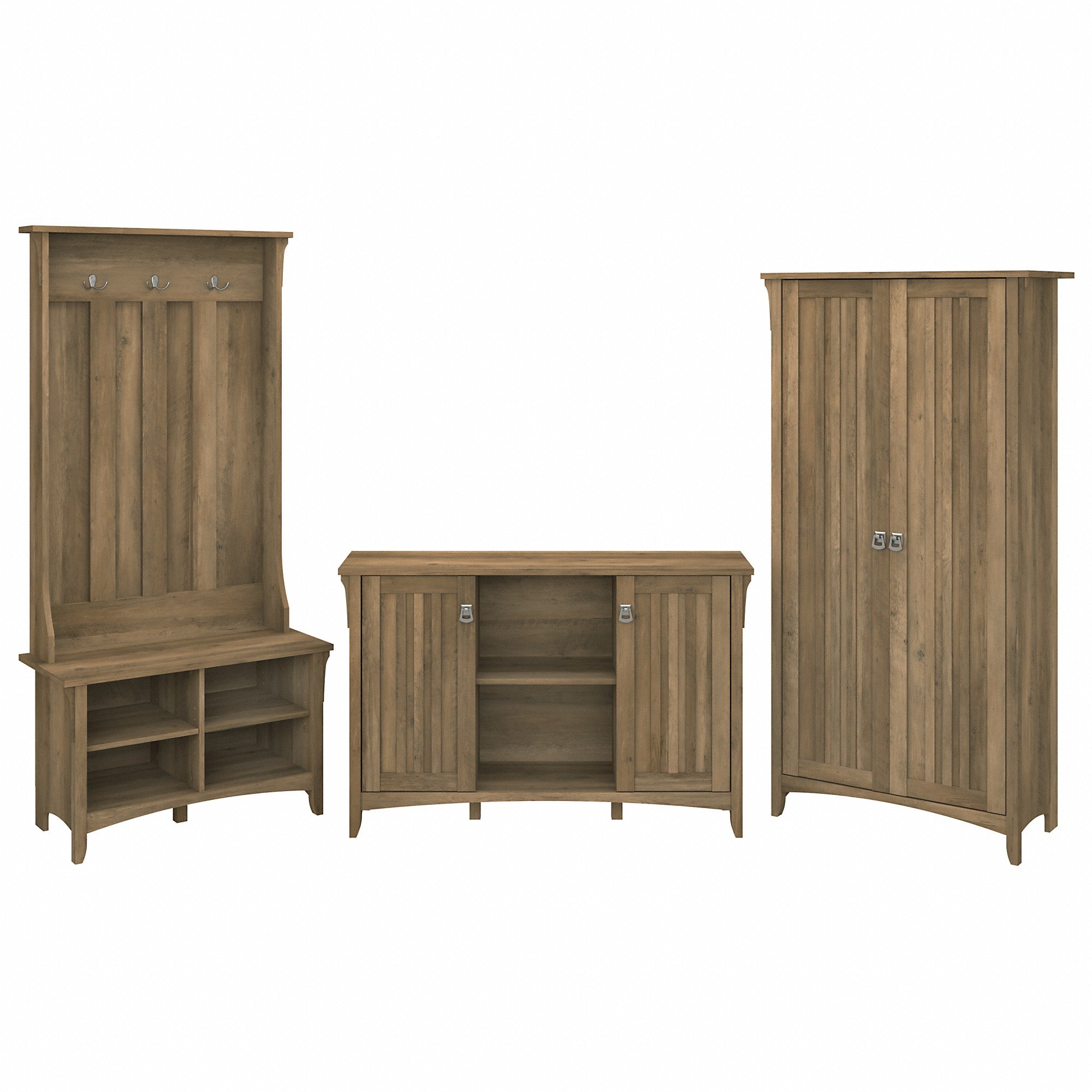 Bush Furniture Salinas Entryway Storage Set with Hall Tree, Shoe Bench and Accent Cabinets