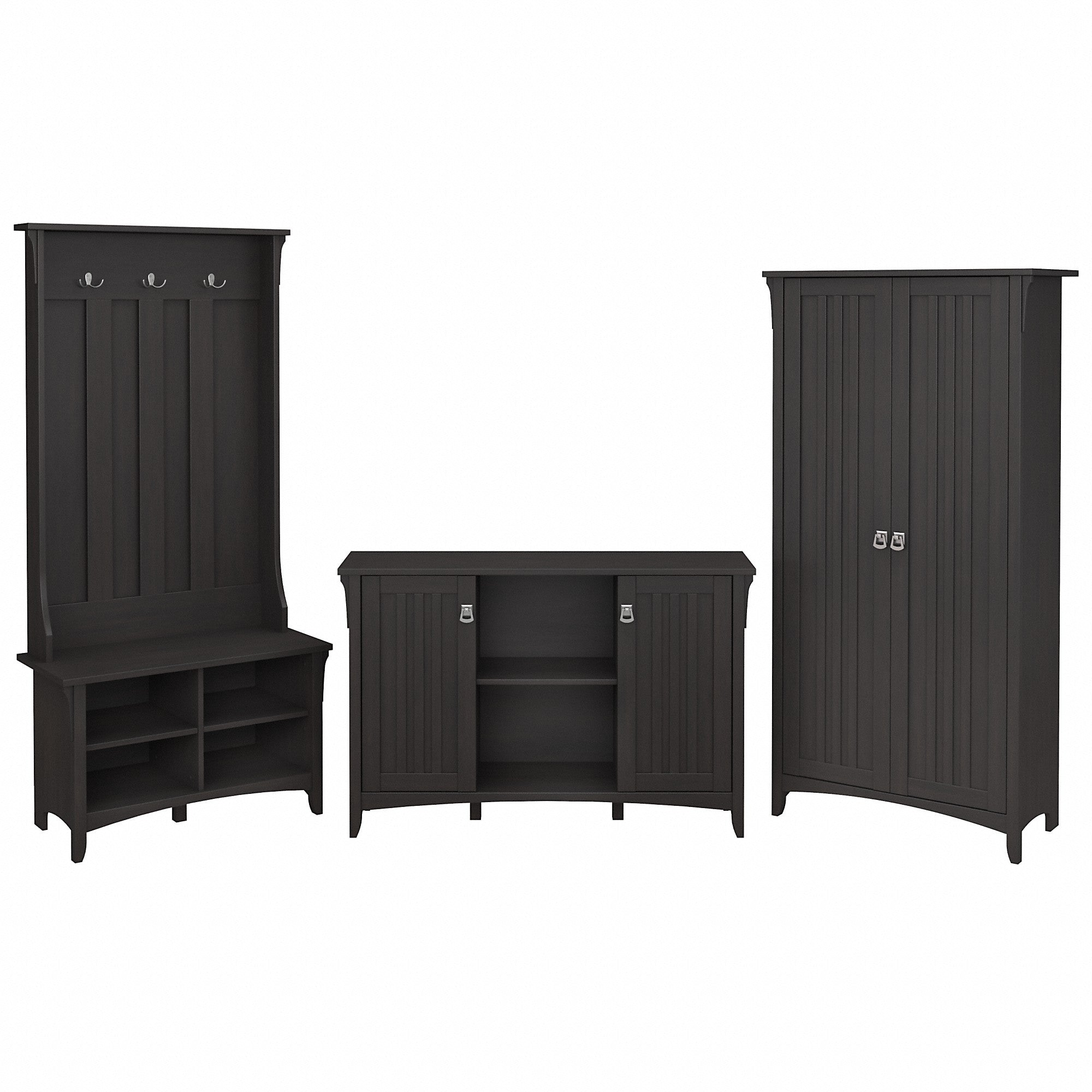 Bush Furniture Salinas Entryway Storage Set with Hall Tree, Shoe Bench and Accent Cabinets