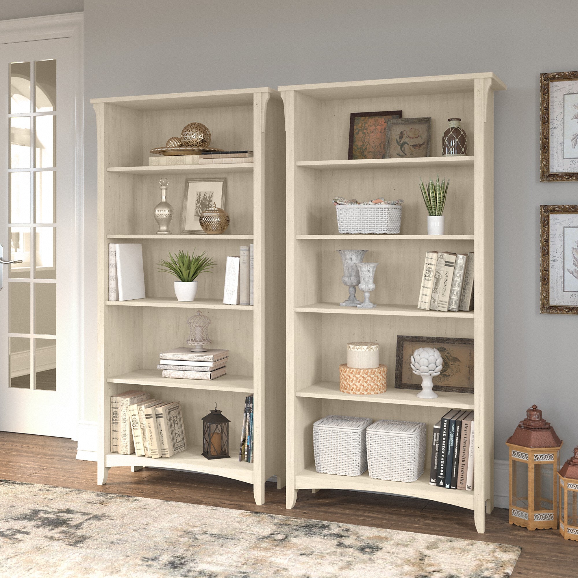 Bush Furniture Salinas Tall 5 Shelf Bookcase - Set of 2