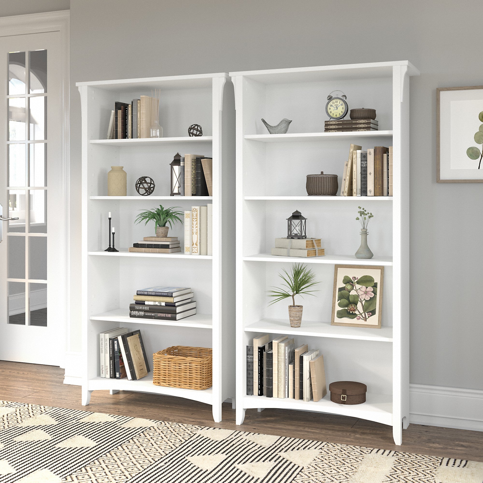 Bush Furniture Salinas Tall 5 Shelf Bookcase - Set of 2