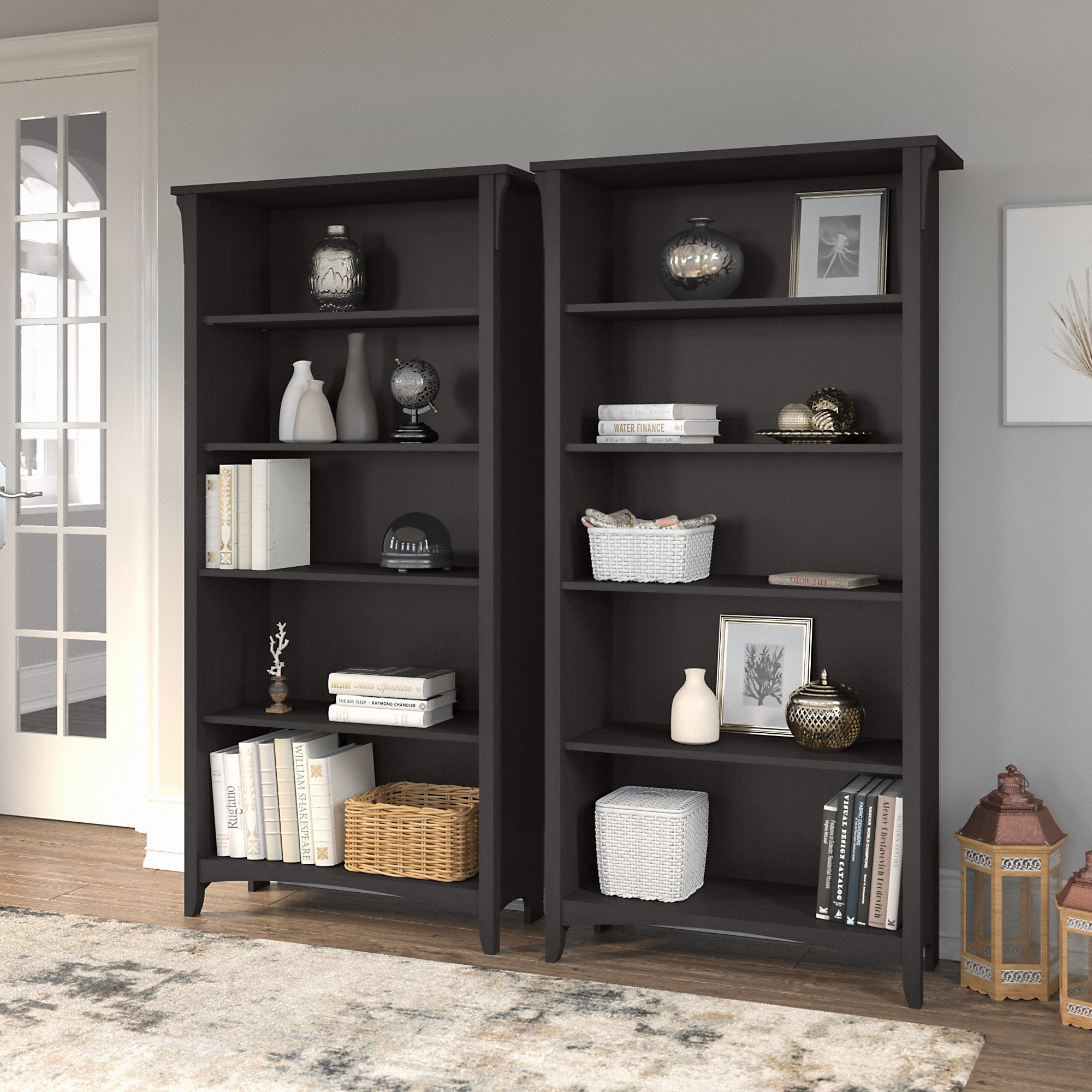 Bush Furniture Salinas Tall 5 Shelf Bookcase - Set of 2