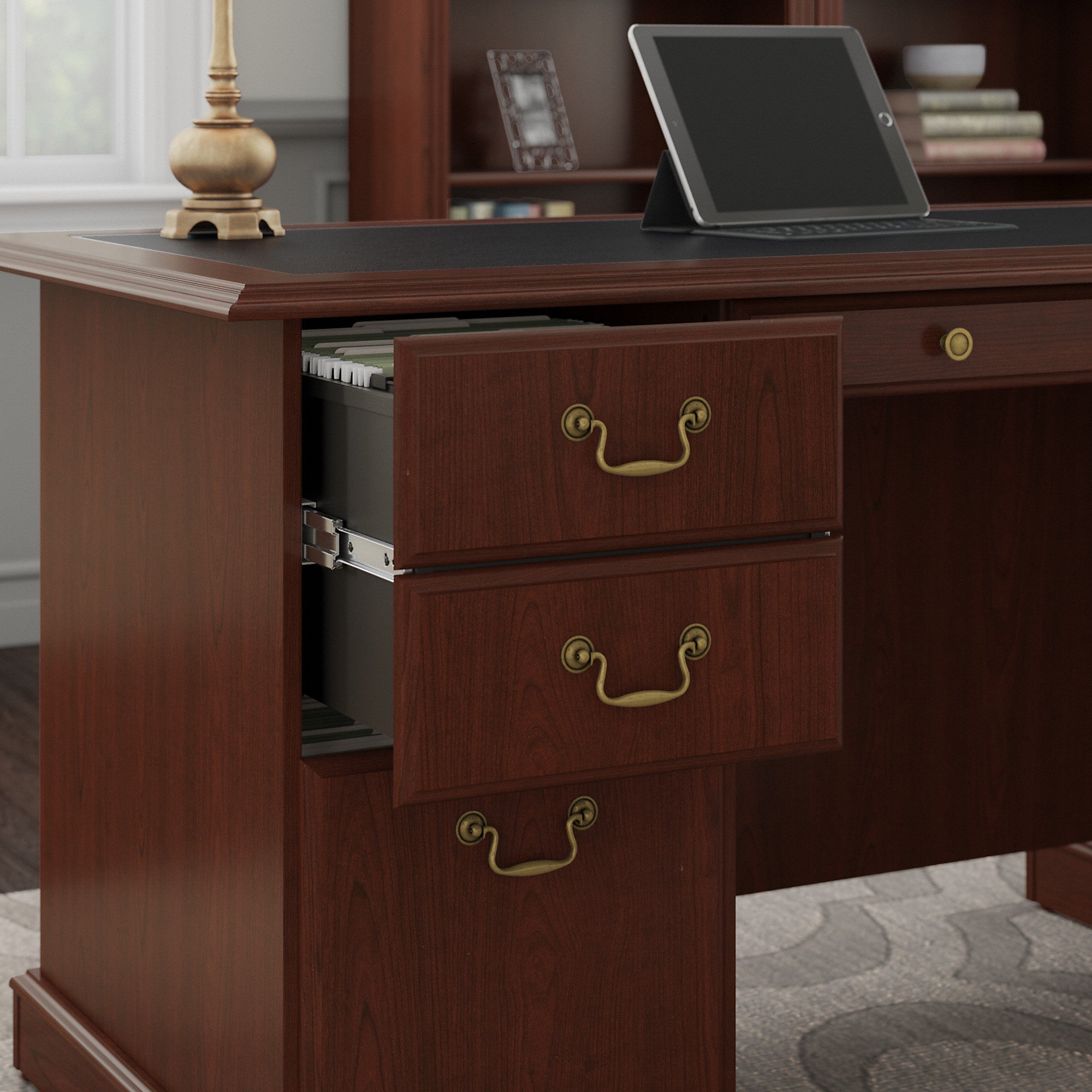 Bush Furniture Saratoga Executive Desk with File Cabinet and Bookcase Set