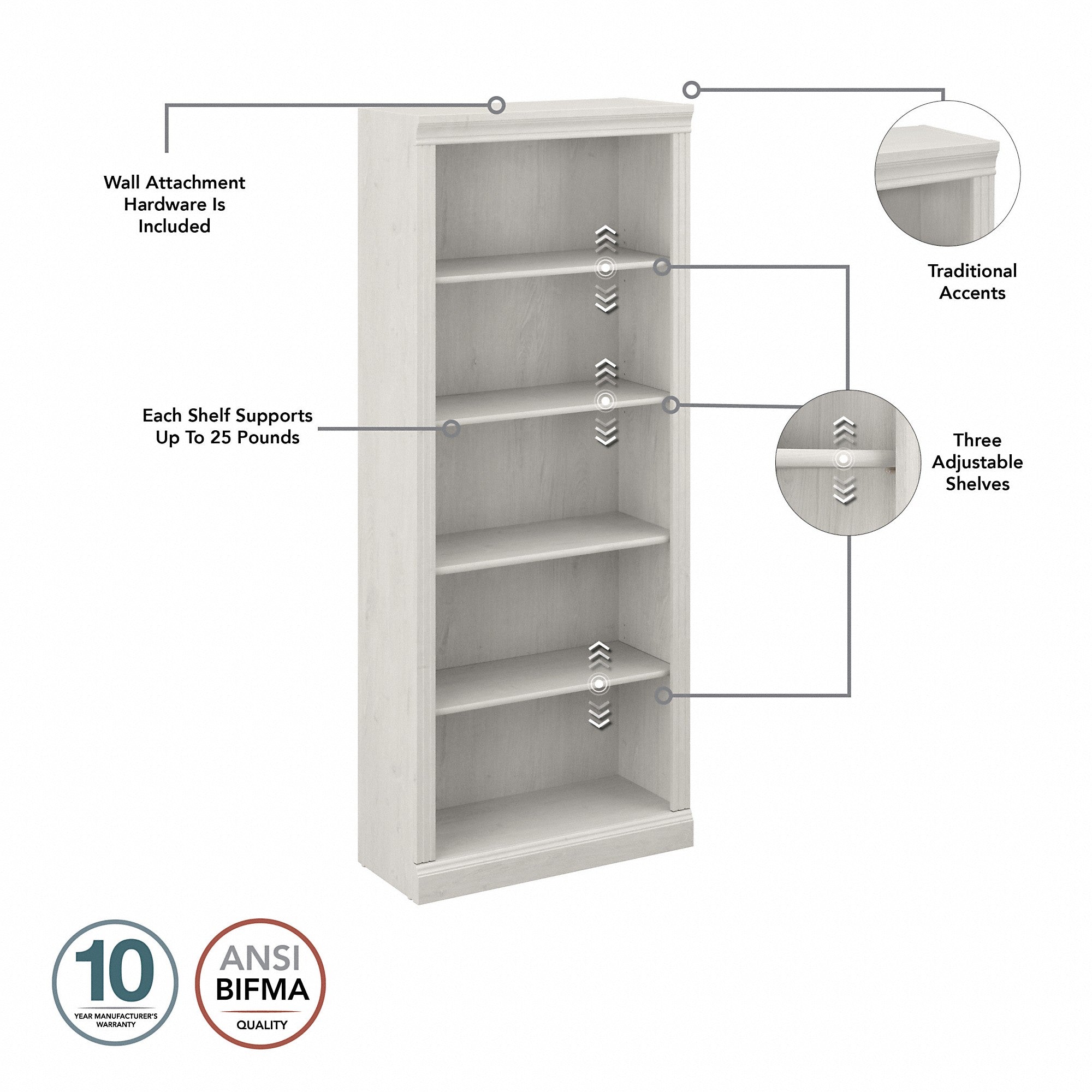 Bush Furniture Saratoga L Shaped Computer Desk with File Cabinet and Bookcase Set