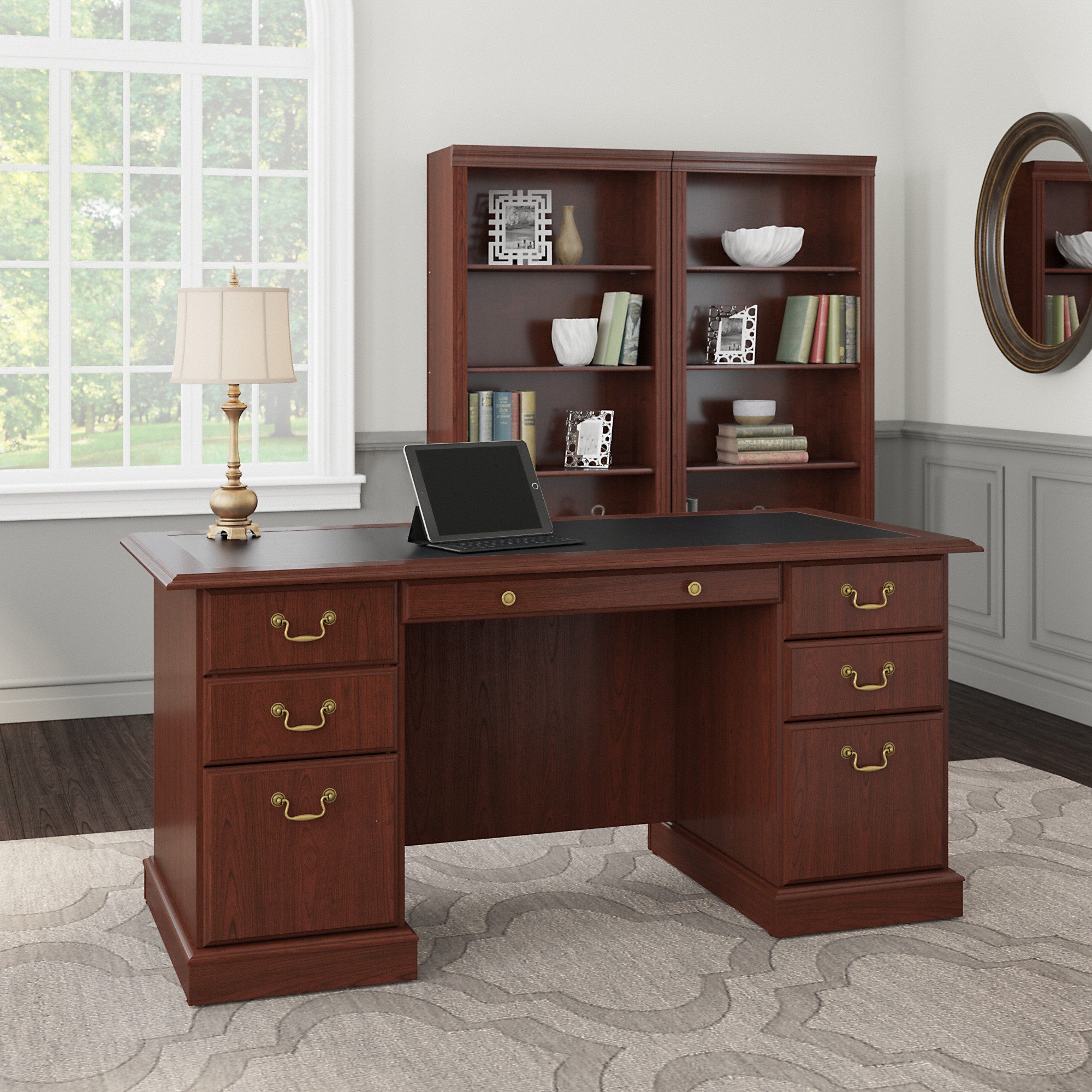 Bush Furniture Saratoga Executive Desk and Bookcase Set