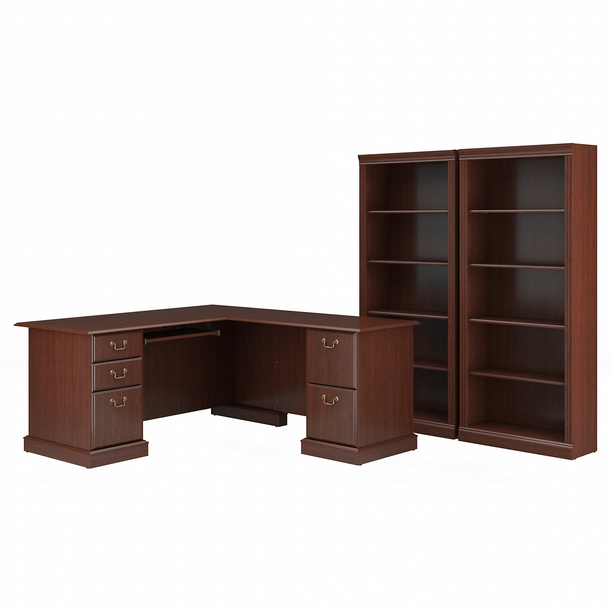 Bush Furniture Saratoga L Shaped Computer Desk and Bookcase Set