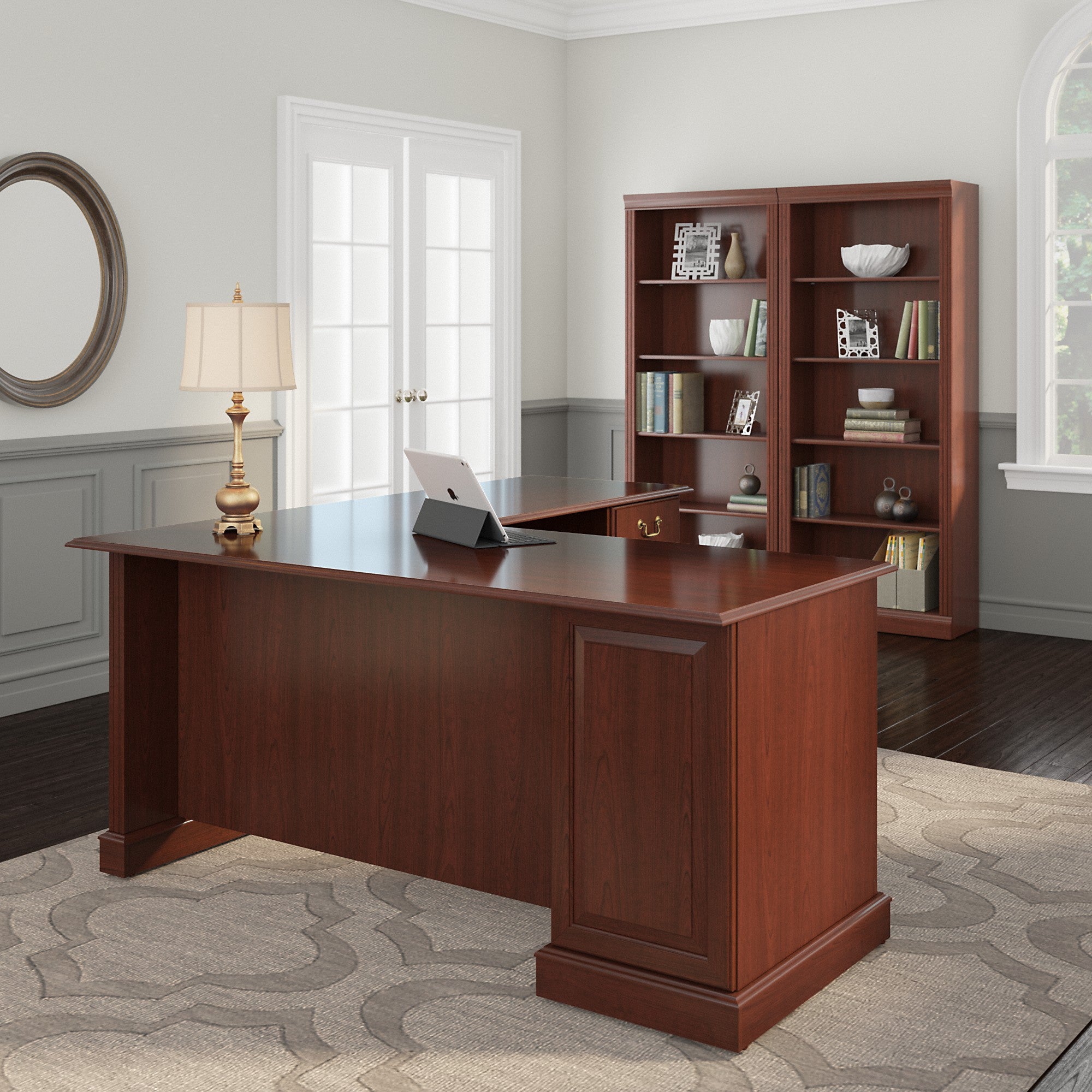 Bush Furniture Saratoga L Shaped Computer Desk and Bookcase Set