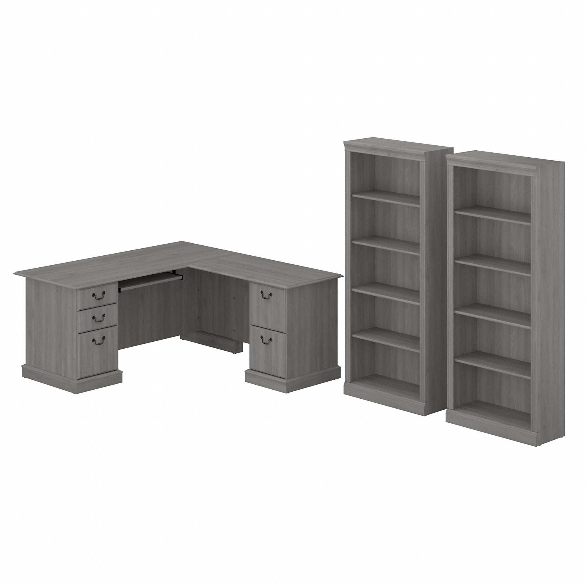 Bush Furniture Saratoga L Shaped Computer Desk and Bookcase Set