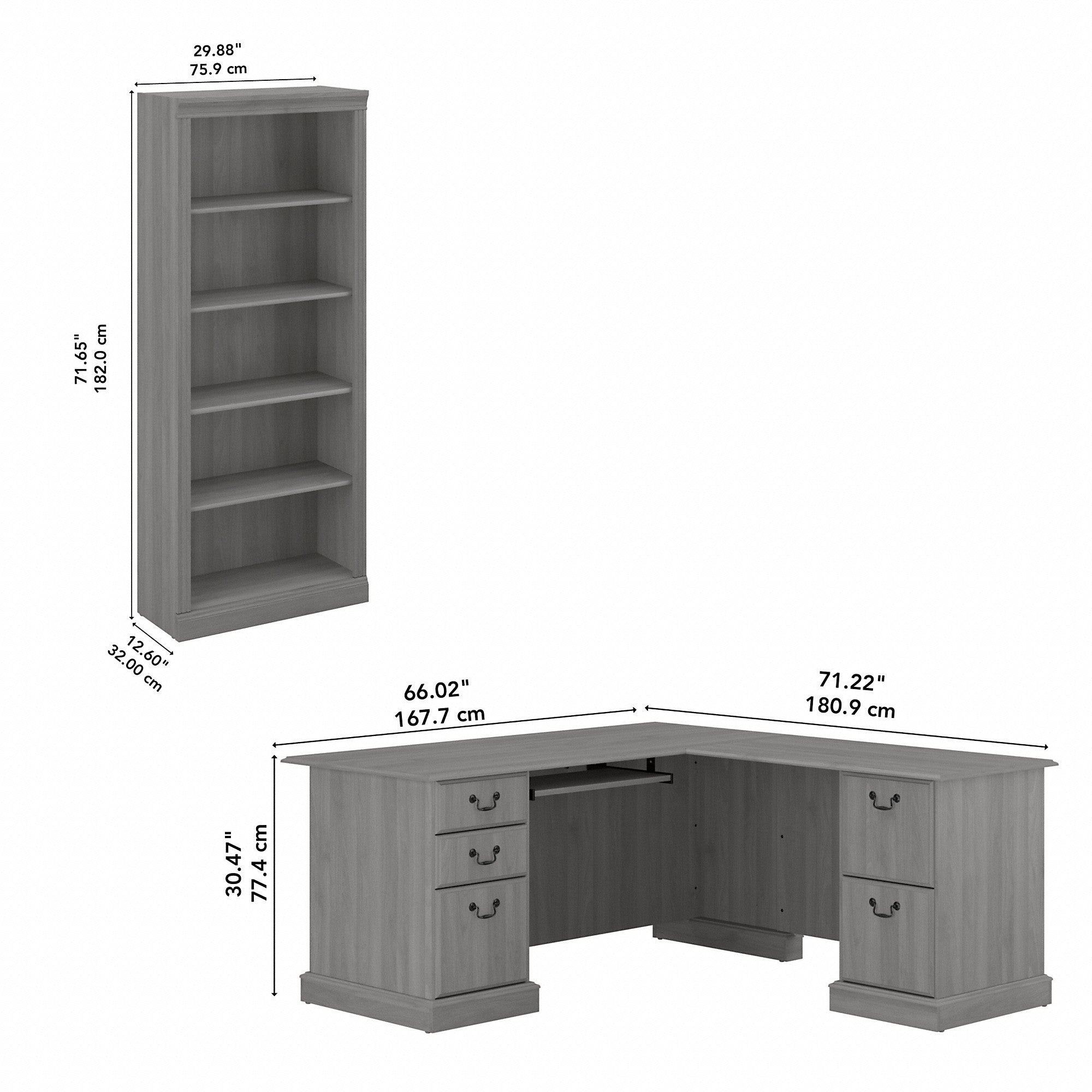 Bush Furniture Saratoga L Shaped Computer Desk and Bookcase Set