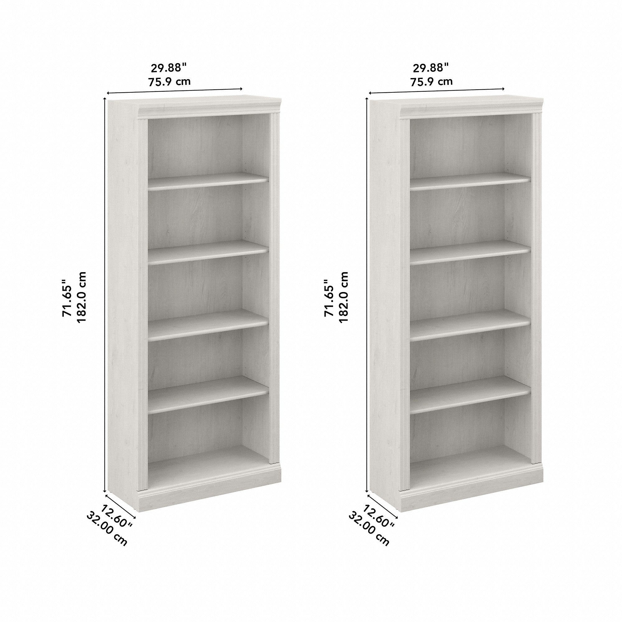 Bush Furniture Saratoga Tall 5 Shelf Bookcase - Set of 2