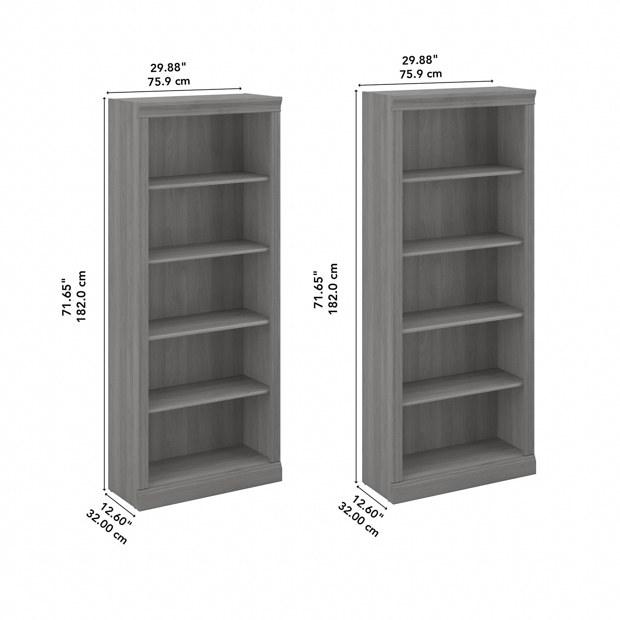 Bush Furniture Saratoga Tall 5 Shelf Bookcase - Set of 2