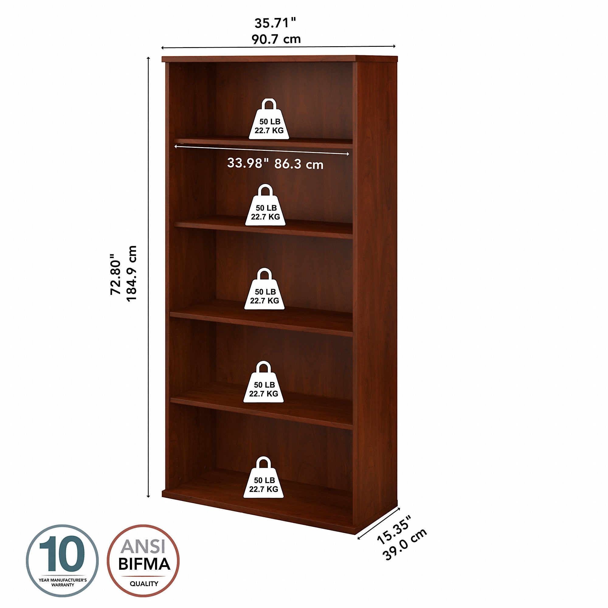 Bush Business Furniture Studio C 5 Shelf Bookcase