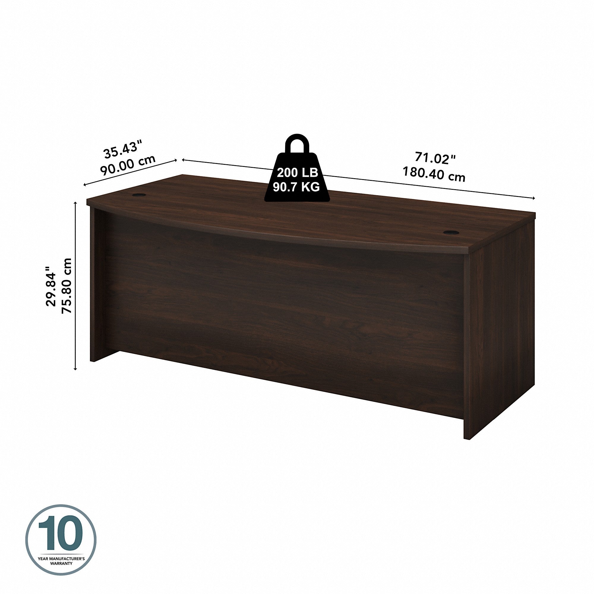 Bush Business Furniture Studio C 72W x 36D Bow Front Desk