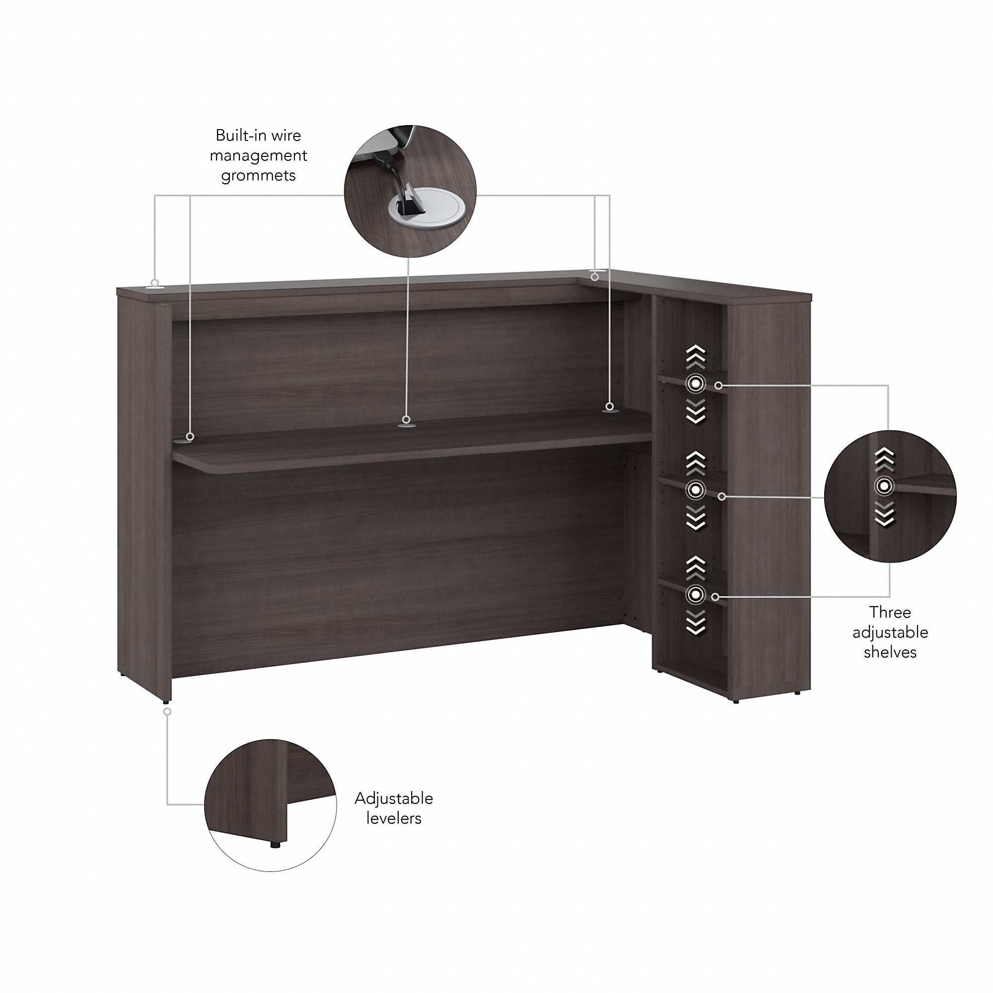 Bush Business Furniture Studio C 72W Corner Bar Cabinet with Shelves