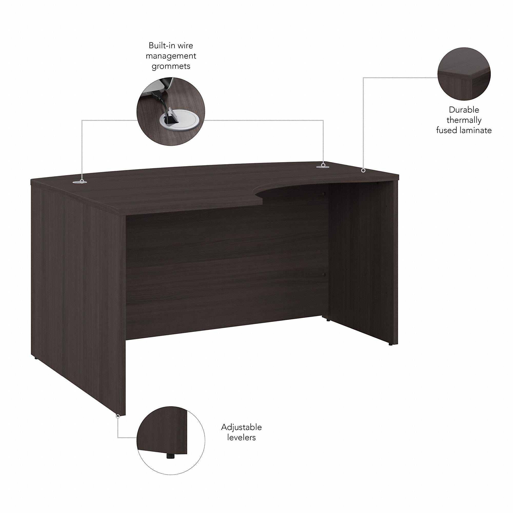 Bush Business Furniture Studio C 60W x 43D Left Hand L-Bow Desk Shell