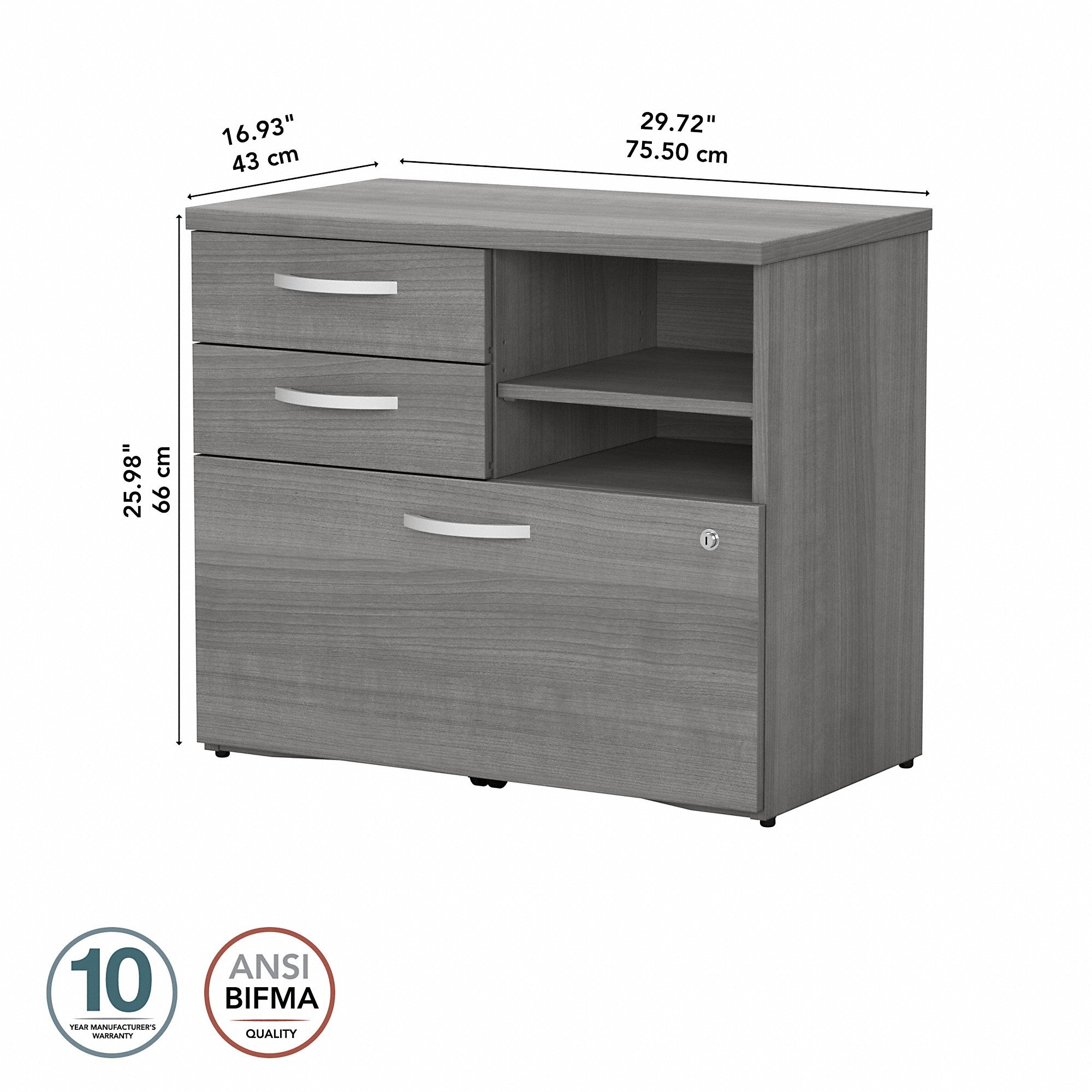 Bush Business Furniture Studio C Office Storage Cabinet with Drawers and Shelves