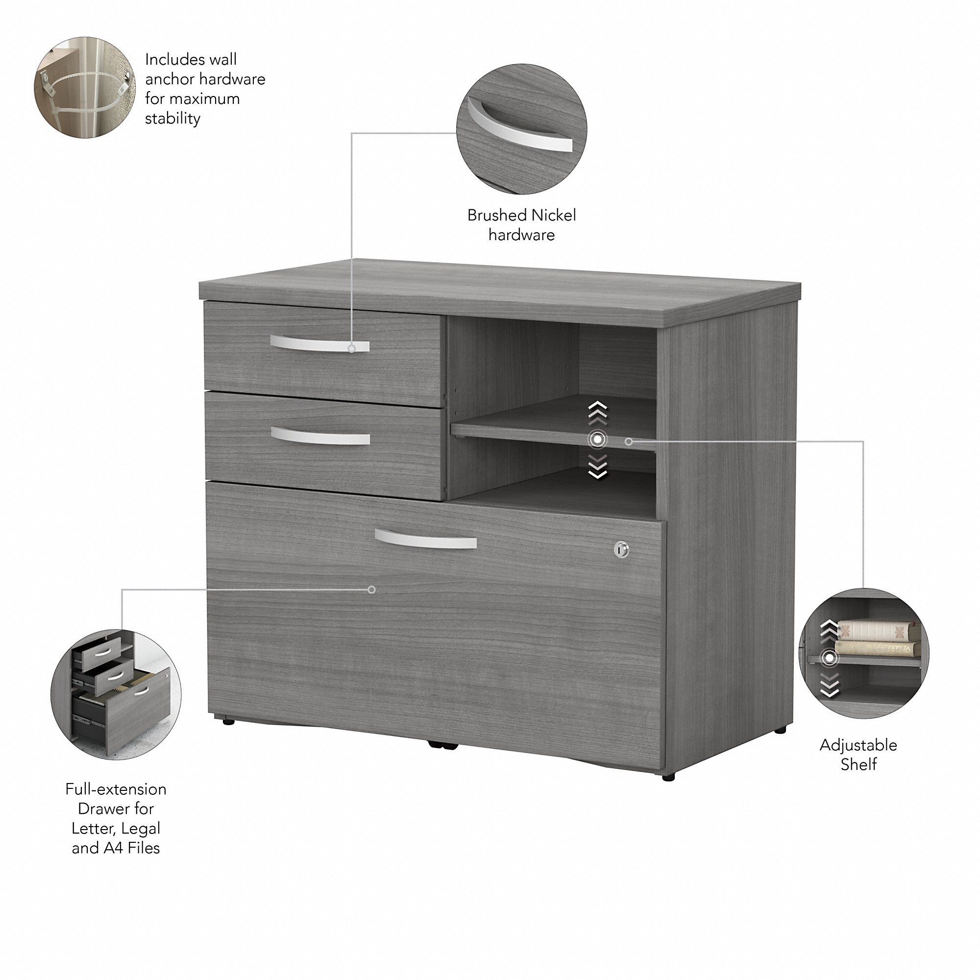 Bush Business Furniture Studio C Office Storage Cabinet with Drawers and Shelves