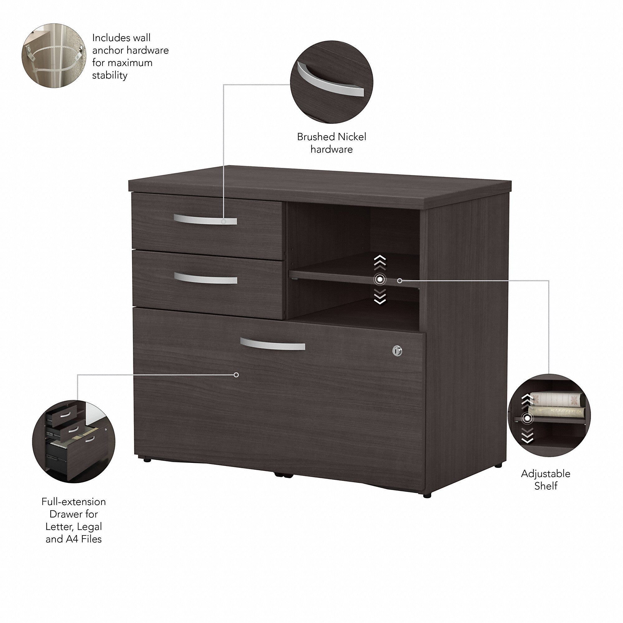 Bush Business Furniture Studio C Office Storage Cabinet with Drawers and Shelves