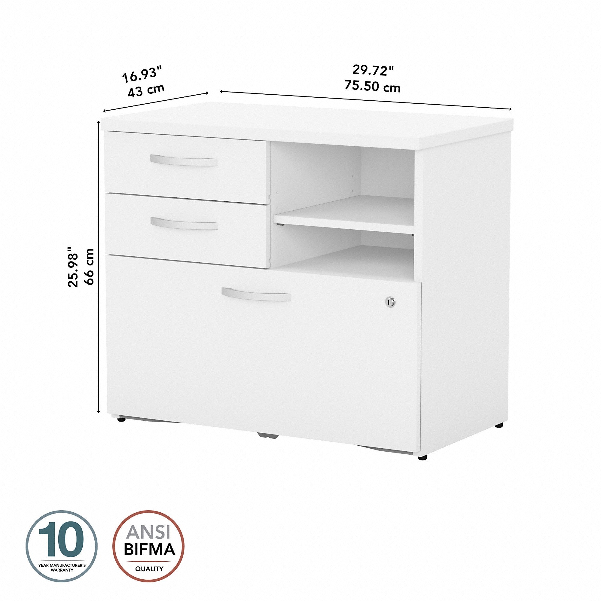 Bush Business Furniture Studio C Office Storage Cabinet with Drawers and Shelves