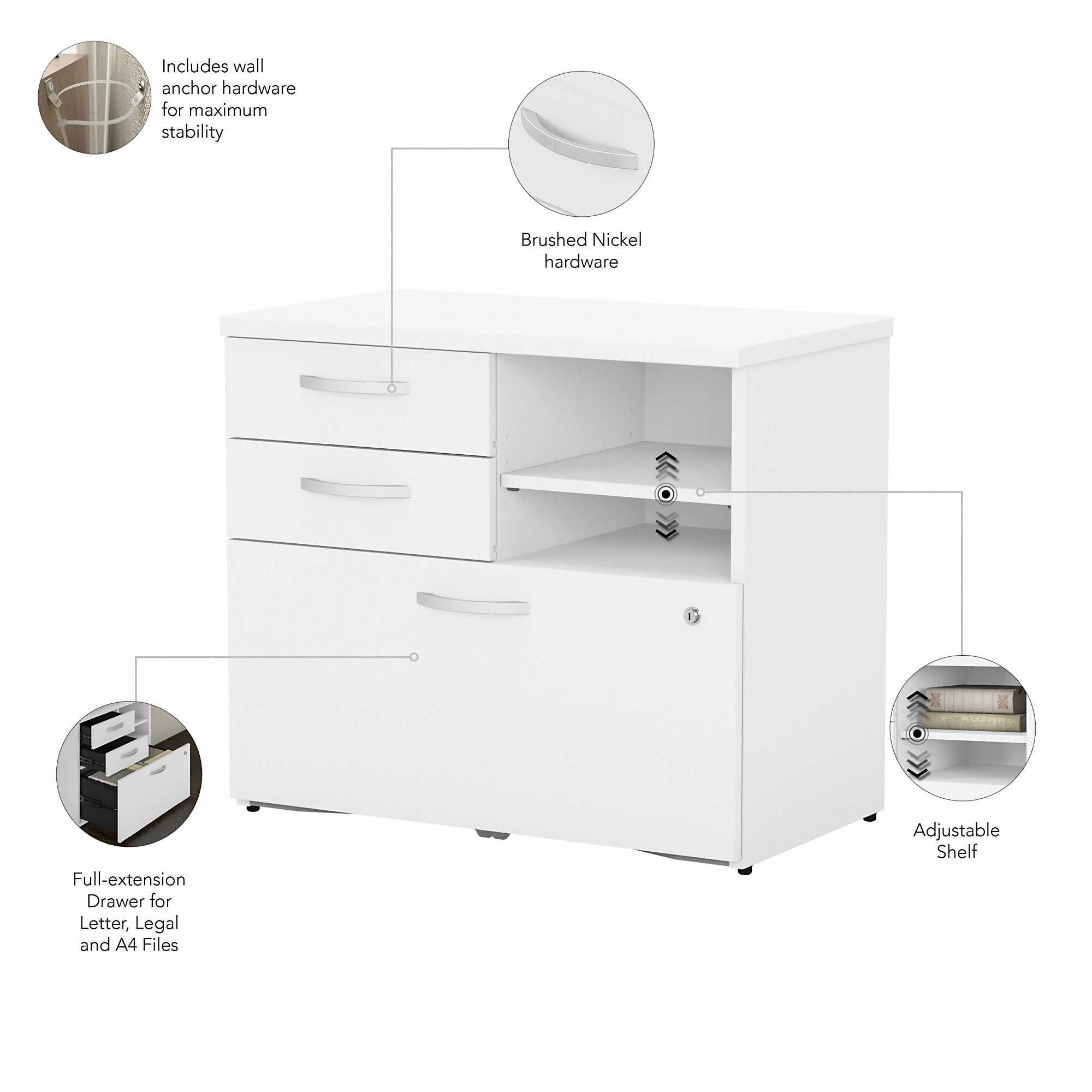 Bush Business Furniture Studio C Office Storage Cabinet with Drawers and Shelves