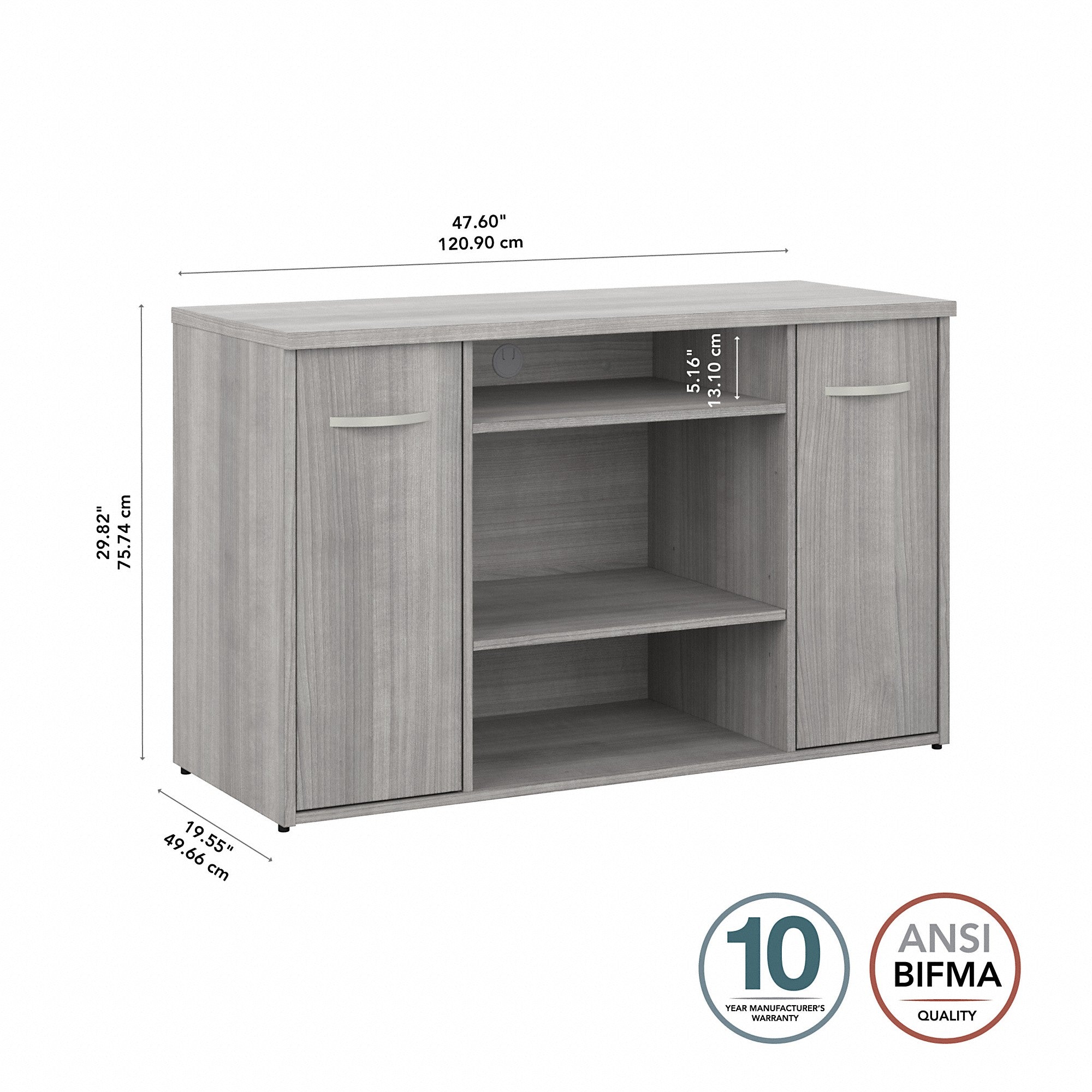 Bush Business Furniture Studio C 48W Office Storage Cabinet with Doors and Shelves