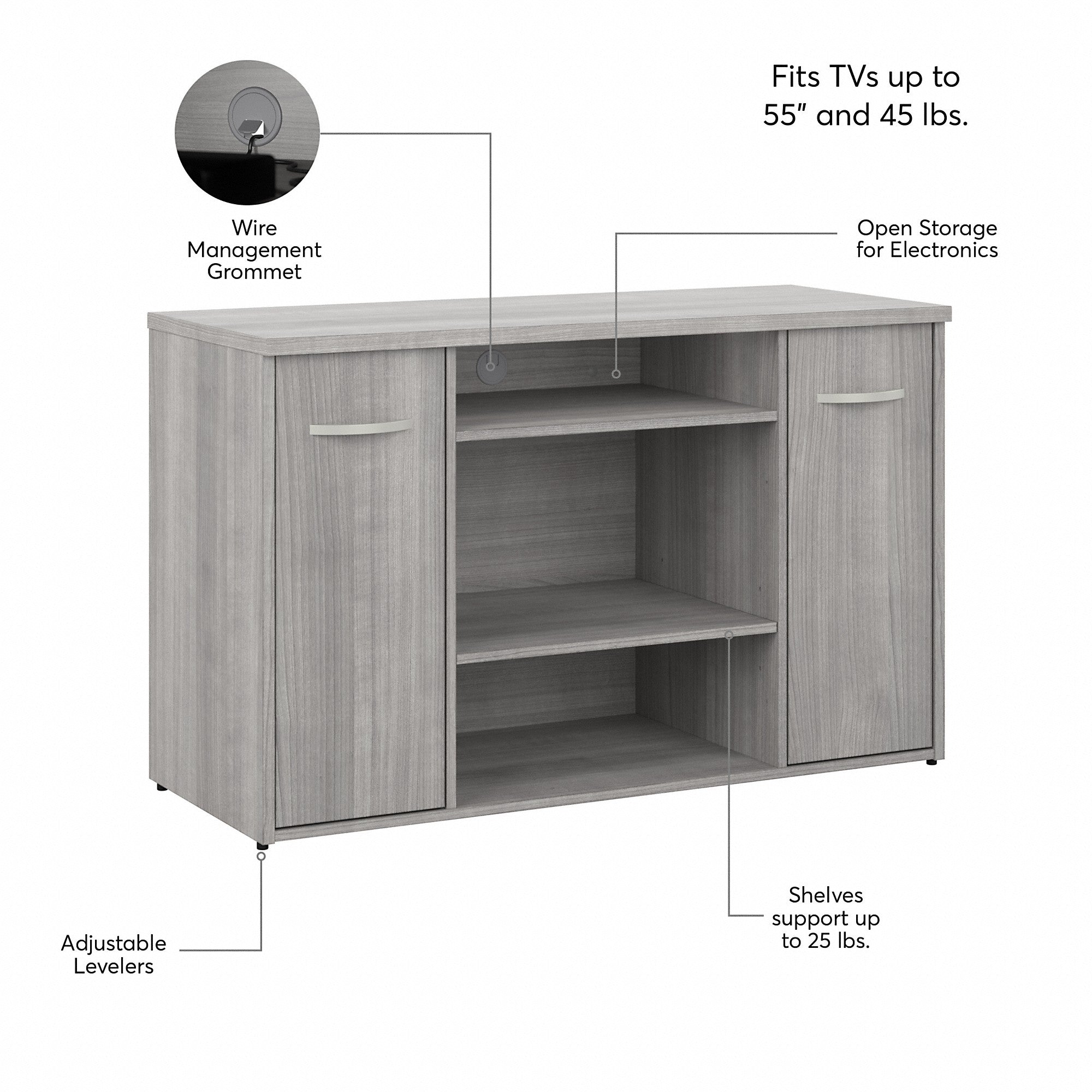 Bush Business Furniture Studio C 48W Office Storage Cabinet with Doors and Shelves