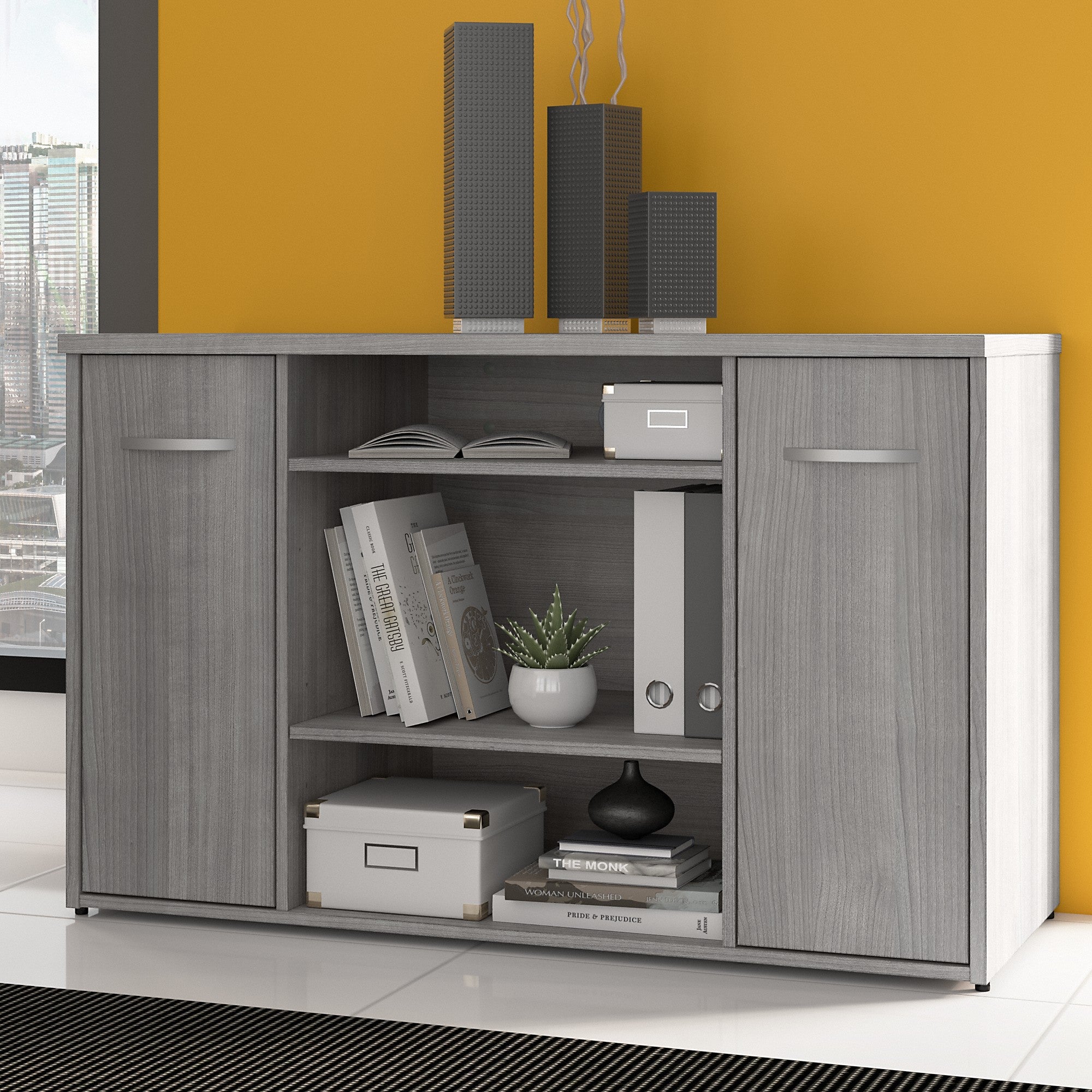 Bush Business Furniture Studio C 48W Office Storage Cabinet with Doors and Shelves