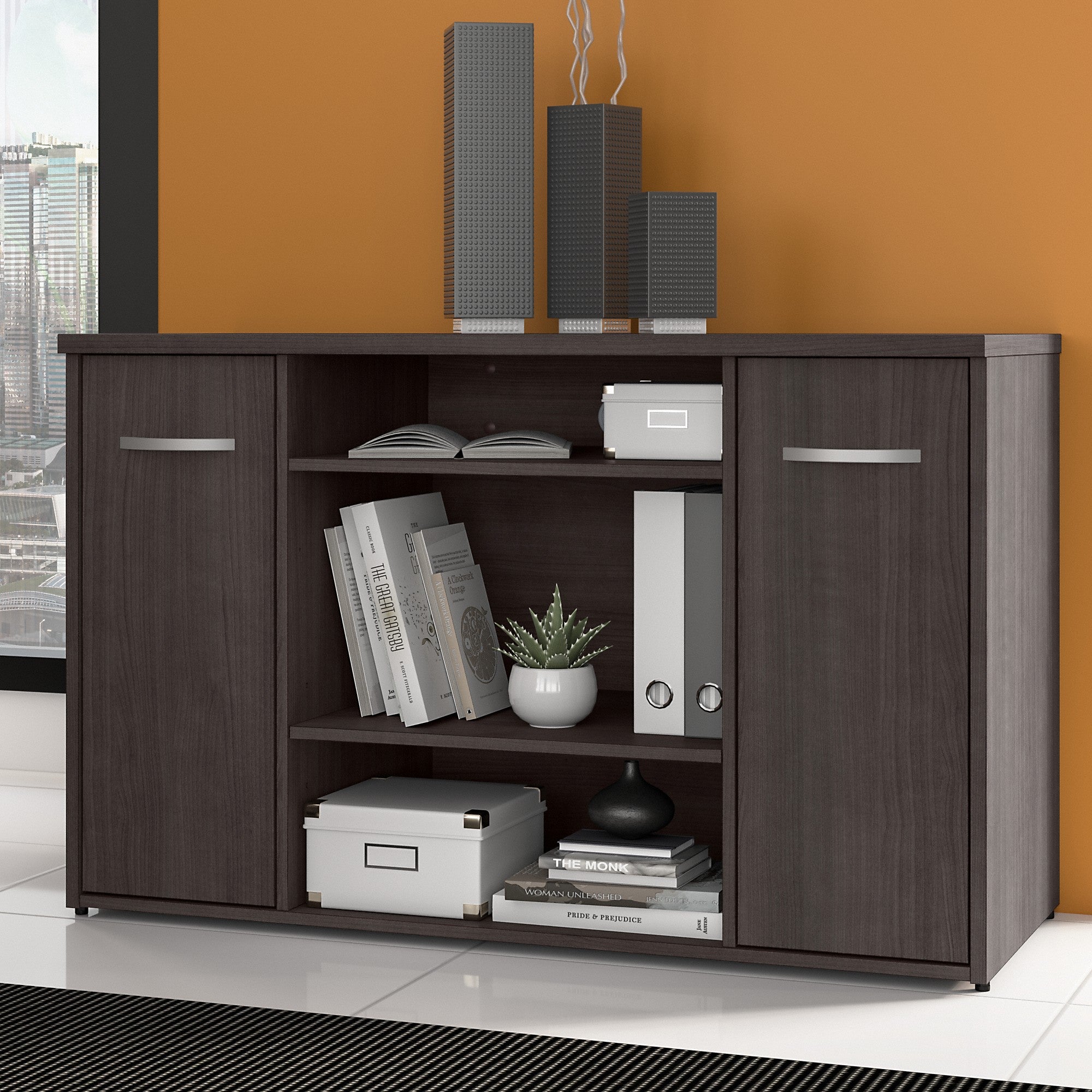 Bush Business Furniture Studio C 48W Office Storage Cabinet with Doors and Shelves