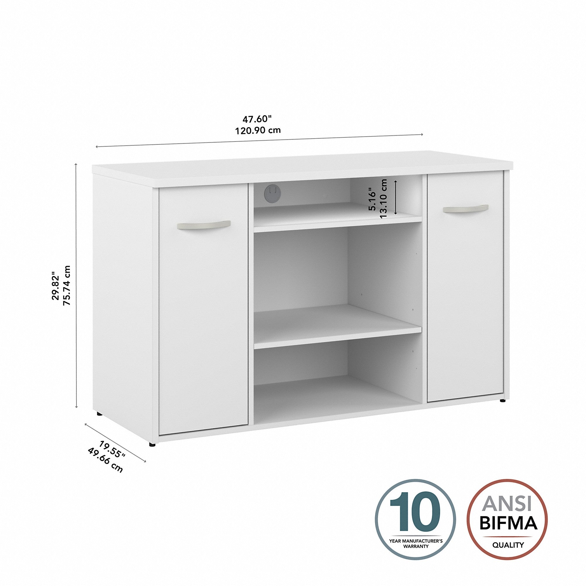 Bush Business Furniture Studio C 48W Office Storage Cabinet with Doors and Shelves