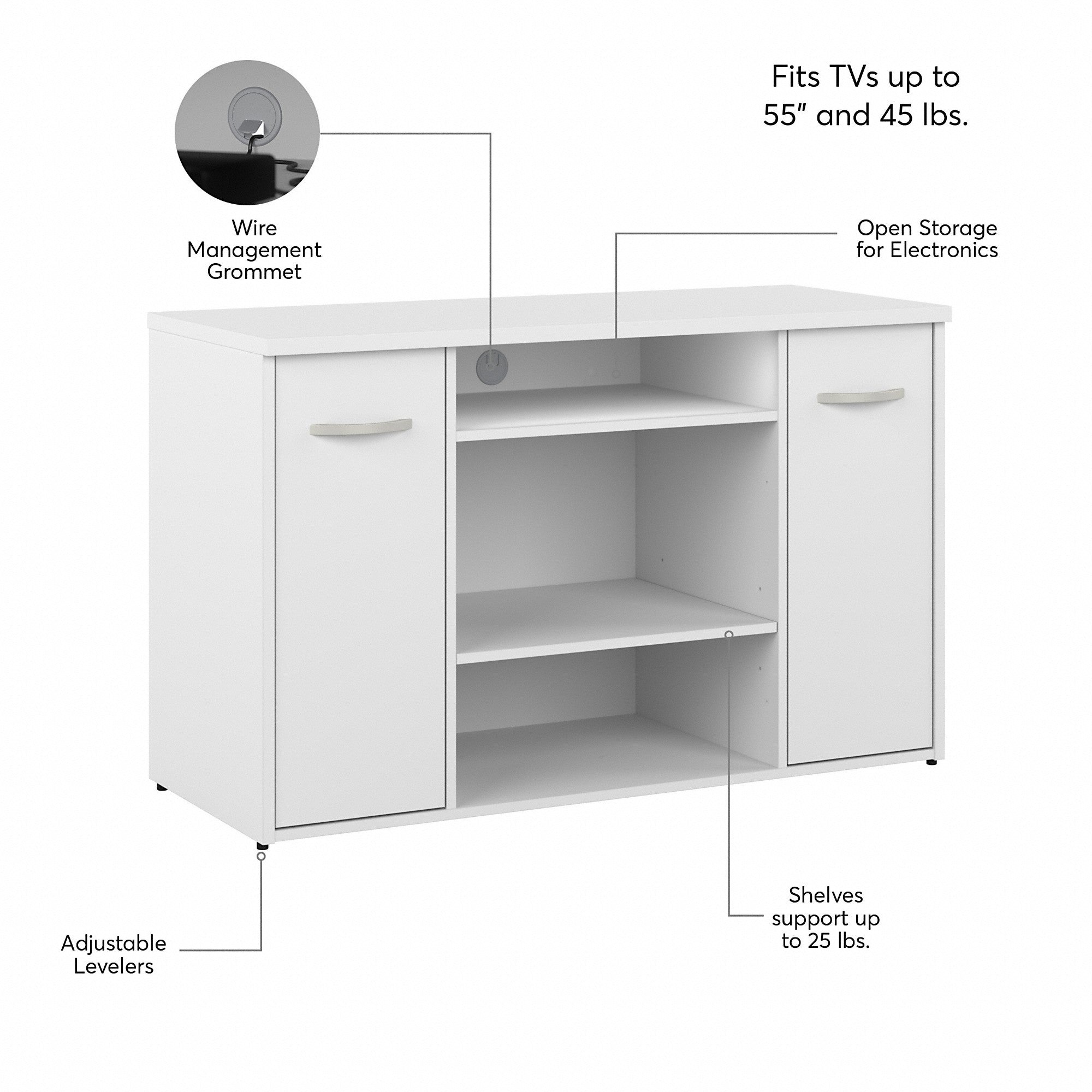 Bush Business Furniture Studio C 48W Office Storage Cabinet with Doors and Shelves