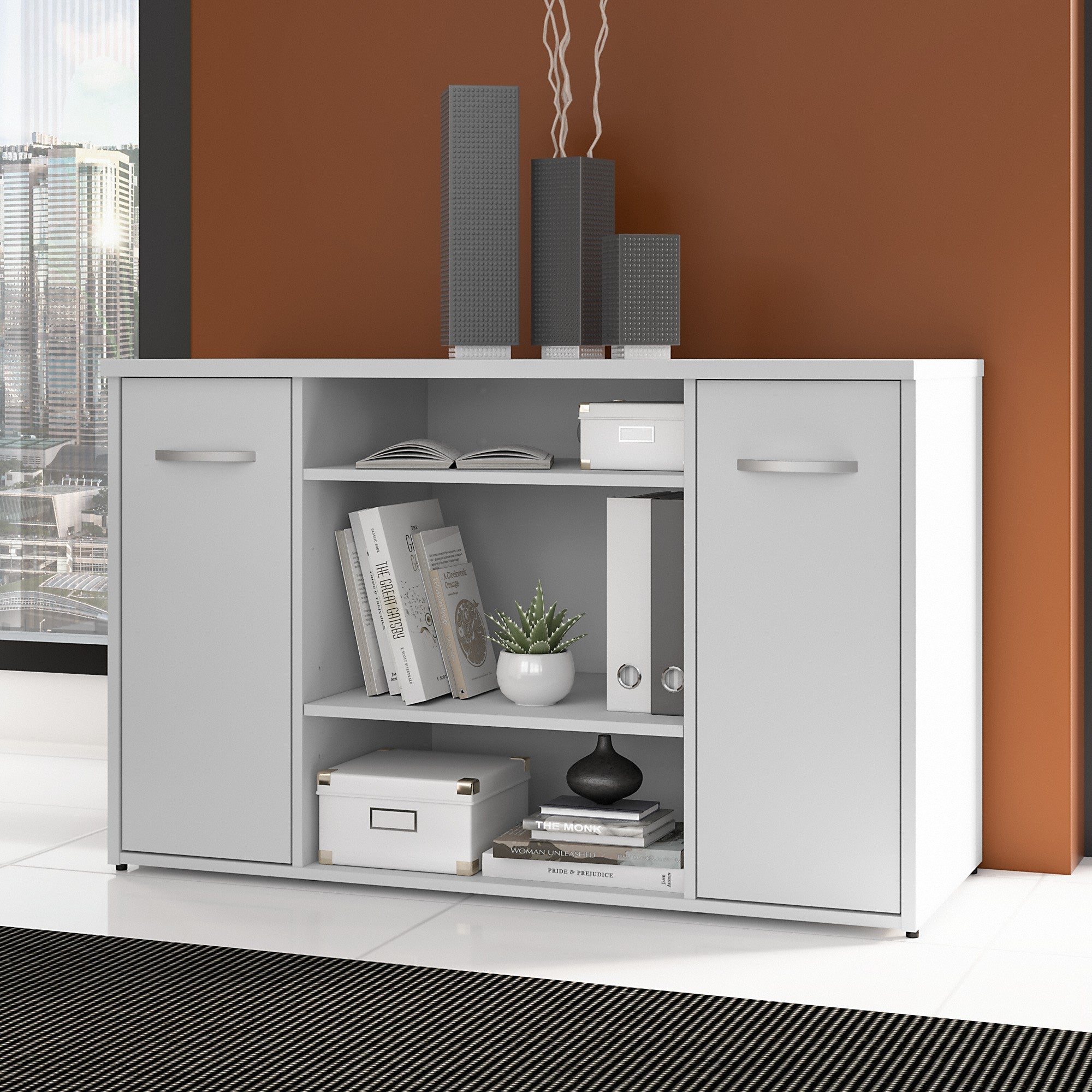 Bush Business Furniture Studio C 48W Office Storage Cabinet with Doors and Shelves