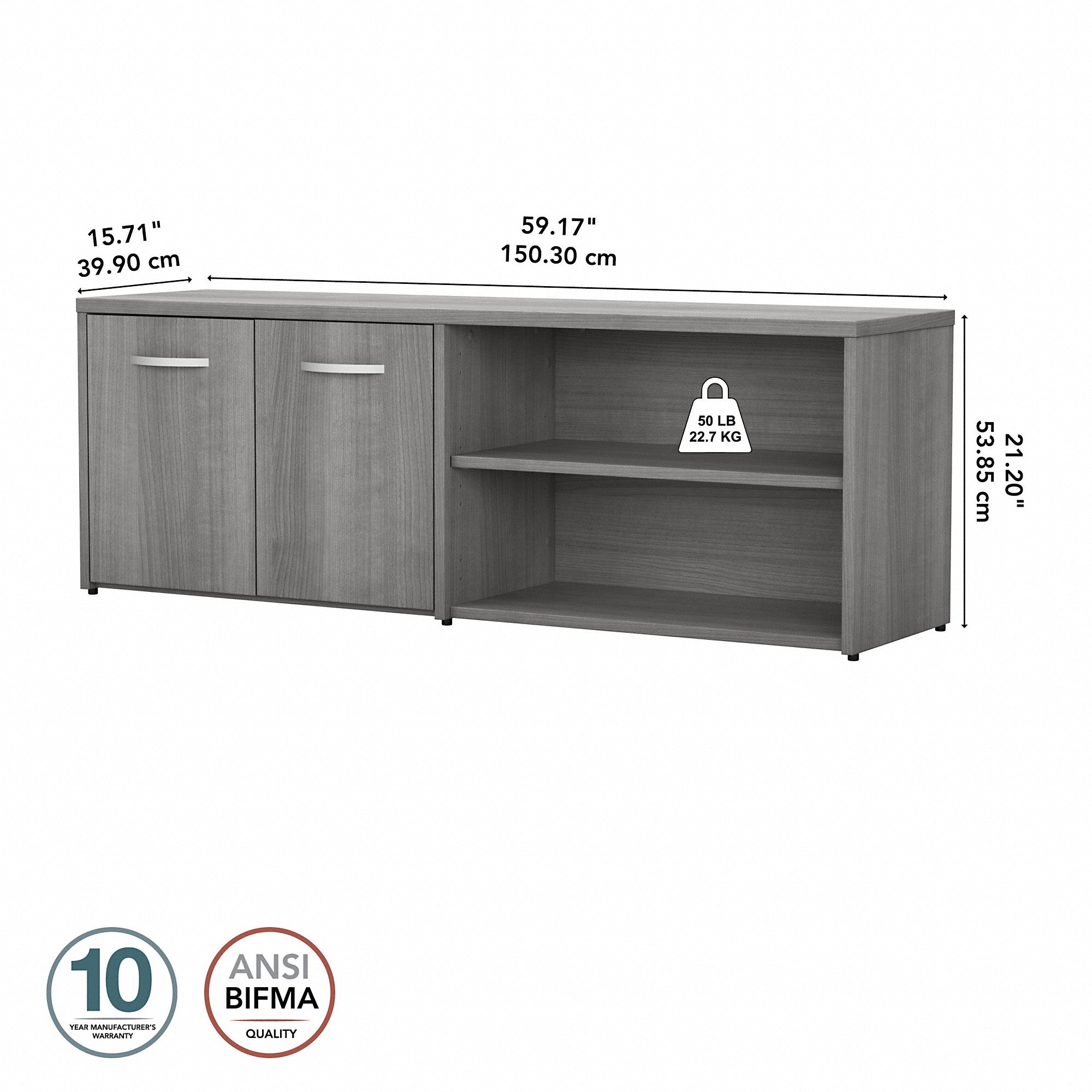 Bush Business Furniture Studio C Low Storage Cabinet with Doors and Shelves