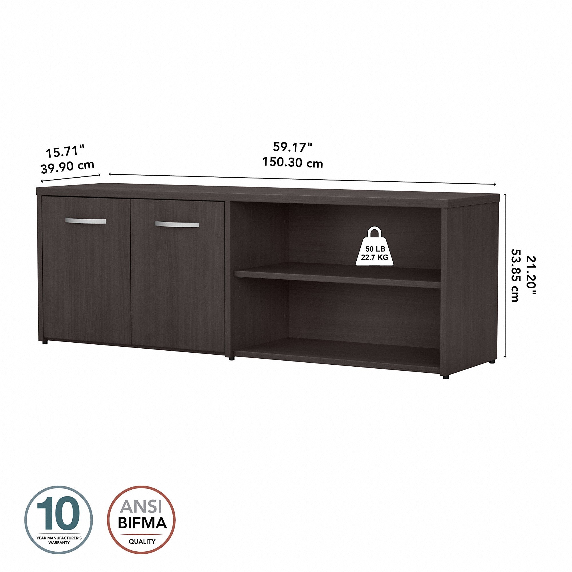 Bush Business Furniture Studio C Low Storage Cabinet with Doors and Shelves