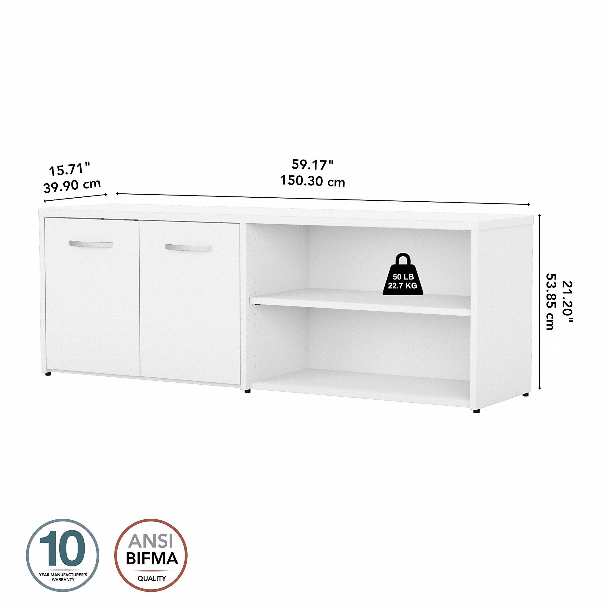 Bush Business Furniture Studio C Low Storage Cabinet with Doors and Shelves