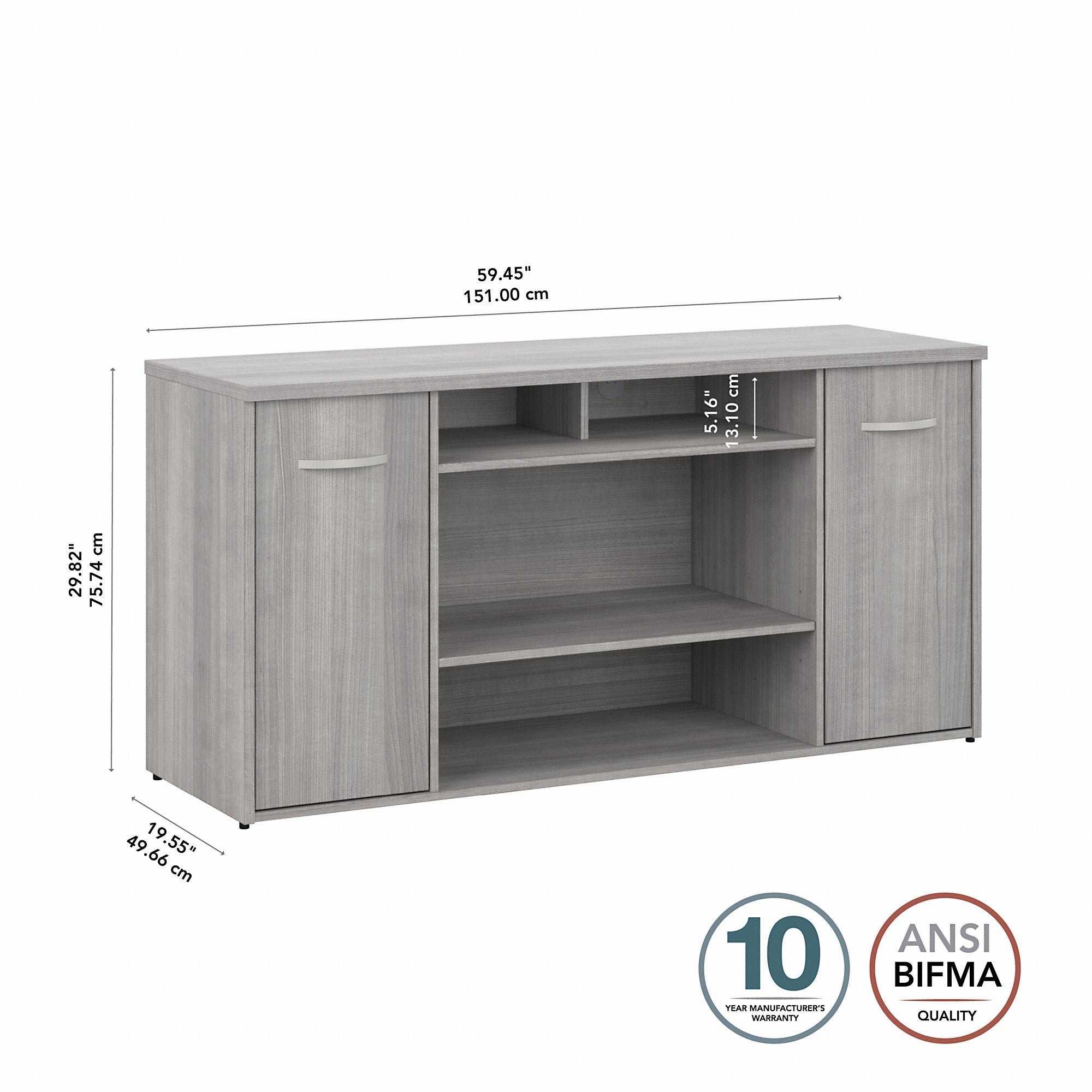 Bush Business Furniture Studio C 60W Office Storage Cabinet with Doors and Shelves