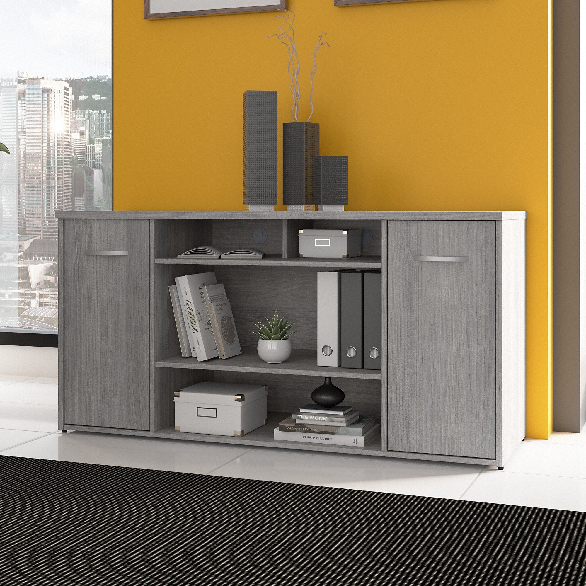 Bush Business Furniture Studio C 60W Office Storage Cabinet with Doors and Shelves