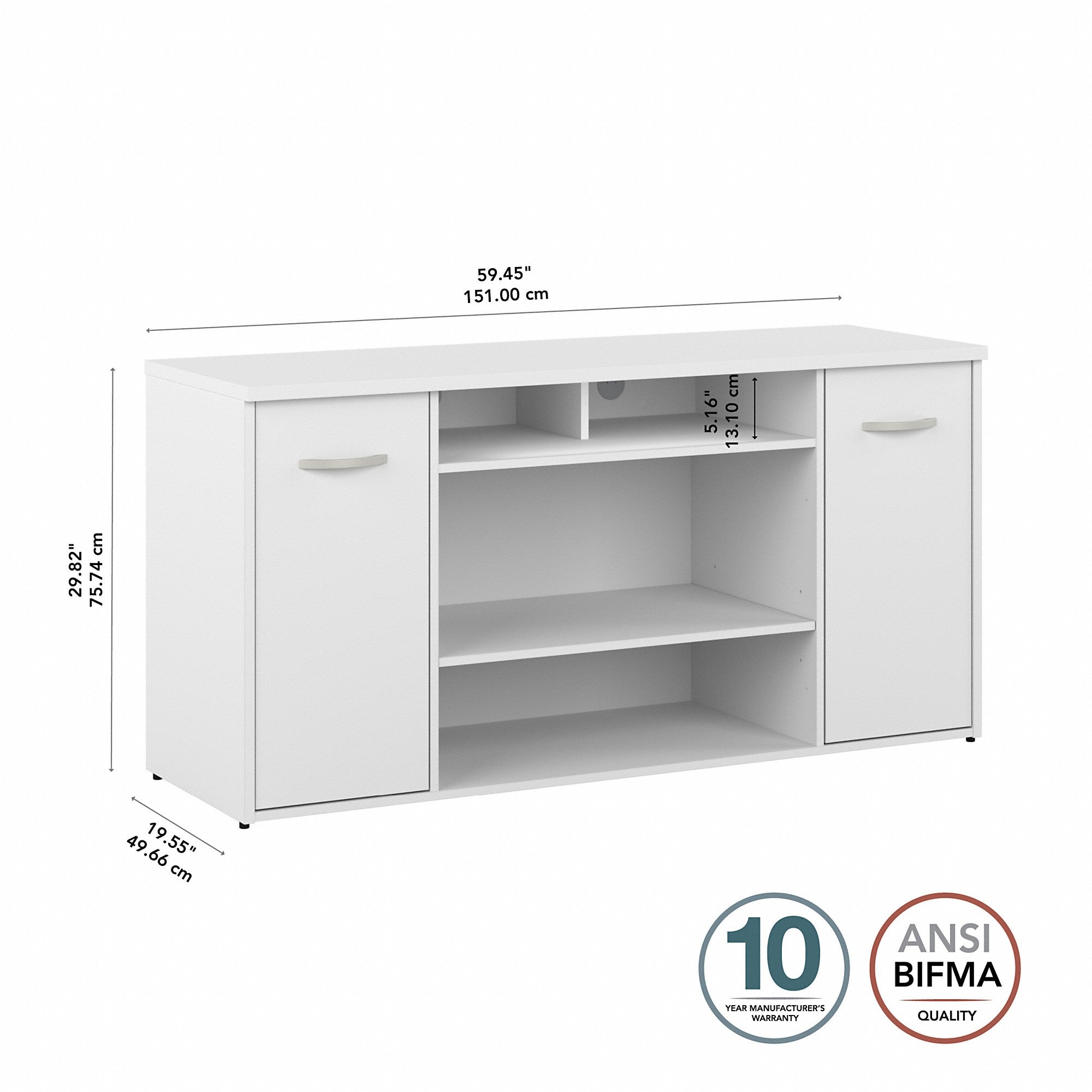 Bush Business Furniture Studio C 60W Office Storage Cabinet with Doors and Shelves