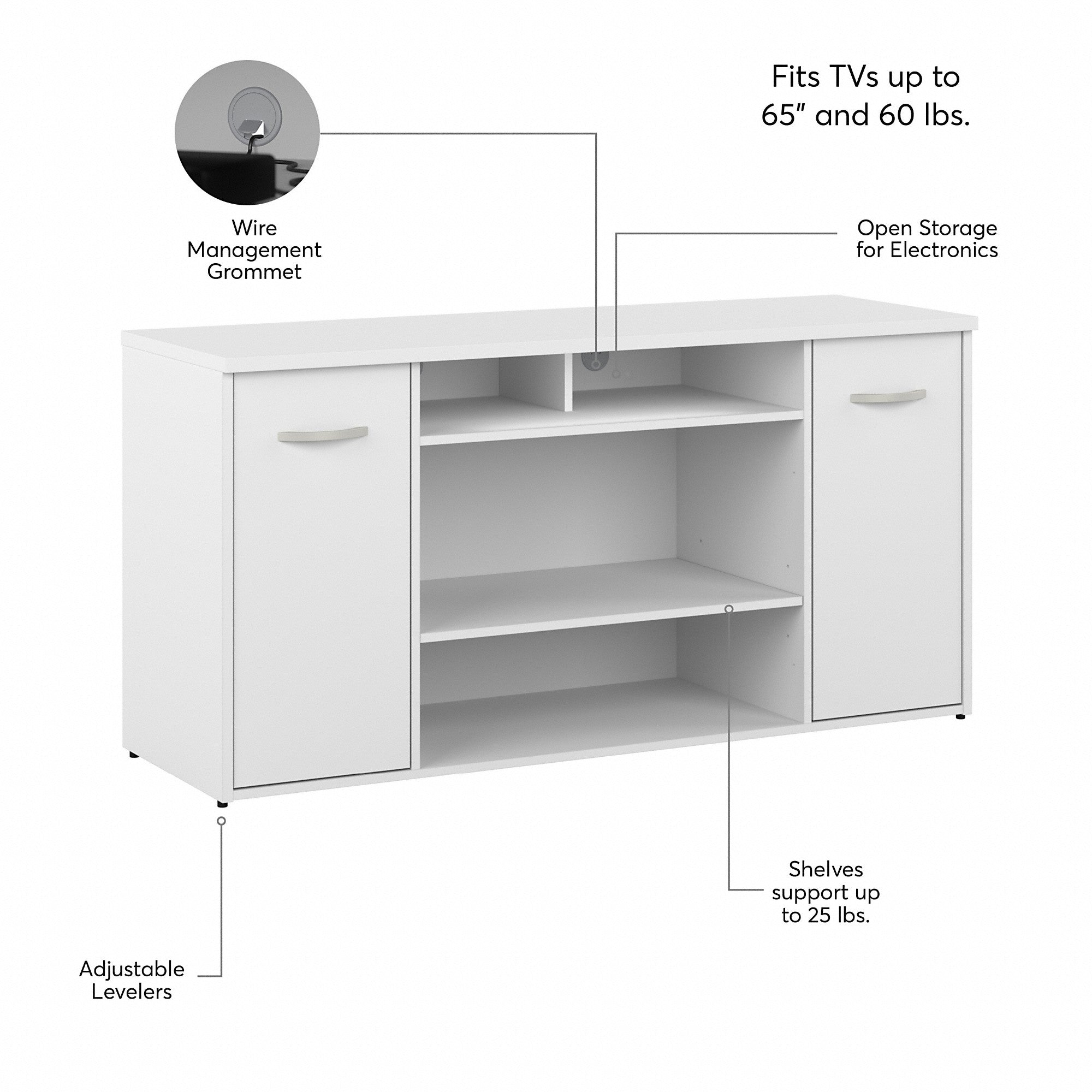 Bush Business Furniture Studio C 60W Office Storage Cabinet with Doors and Shelves