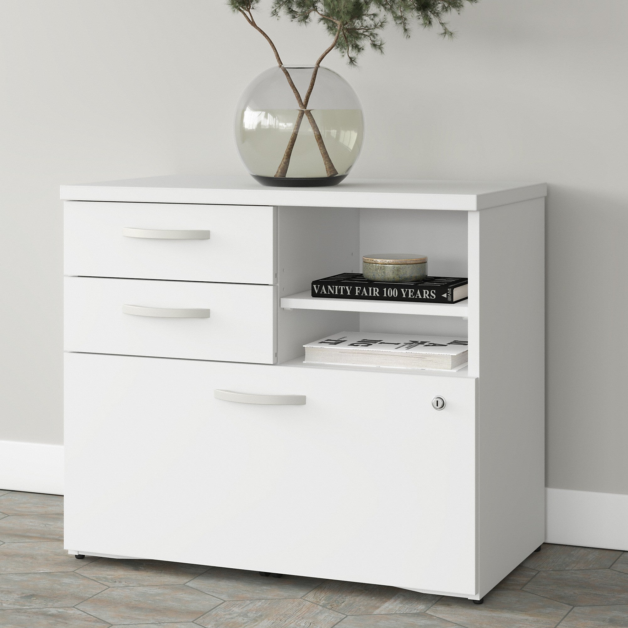 Bush Business Furniture Studio A Office Storage Cabinet with Drawers and Shelves