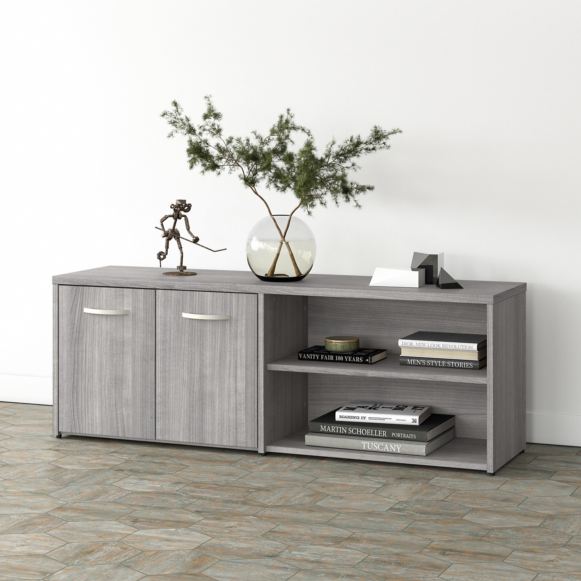 Bush Business Furniture Studio A Low Storage Cabinet with Doors and Shelves