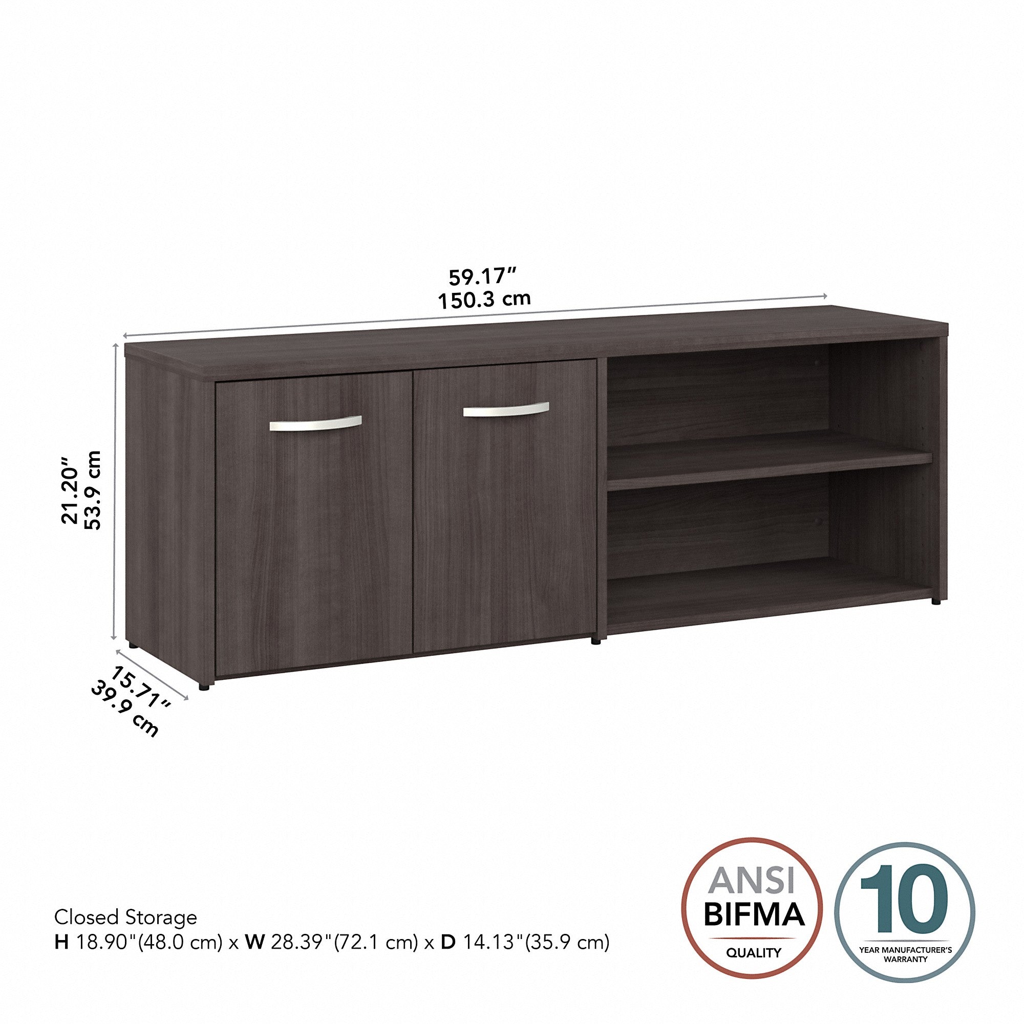 Bush Business Furniture Studio A Low Storage Cabinet with Doors and Shelves