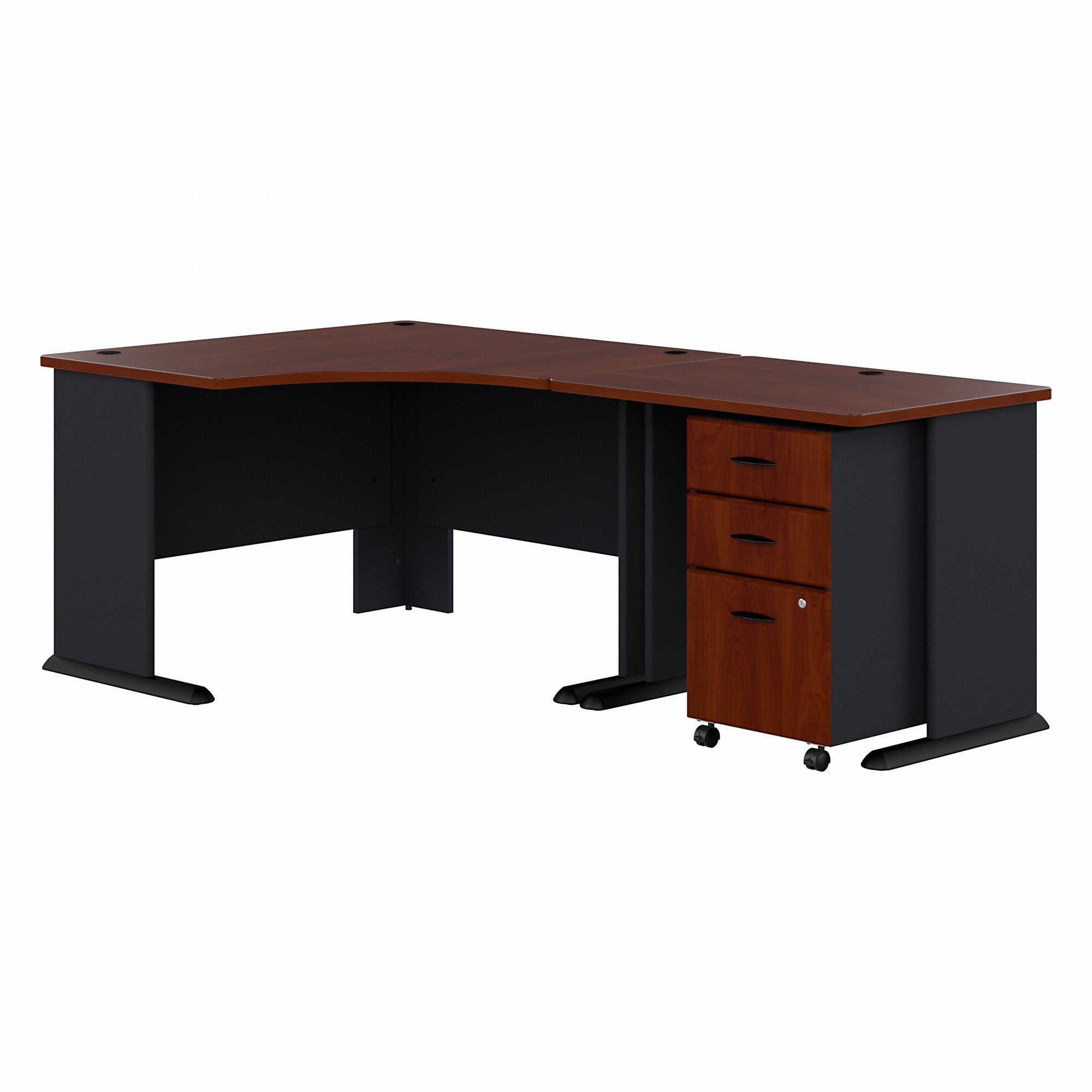 Bush Business Furniture Series A 48W Corner Desk with 36W Return and Mobile File Cabinet