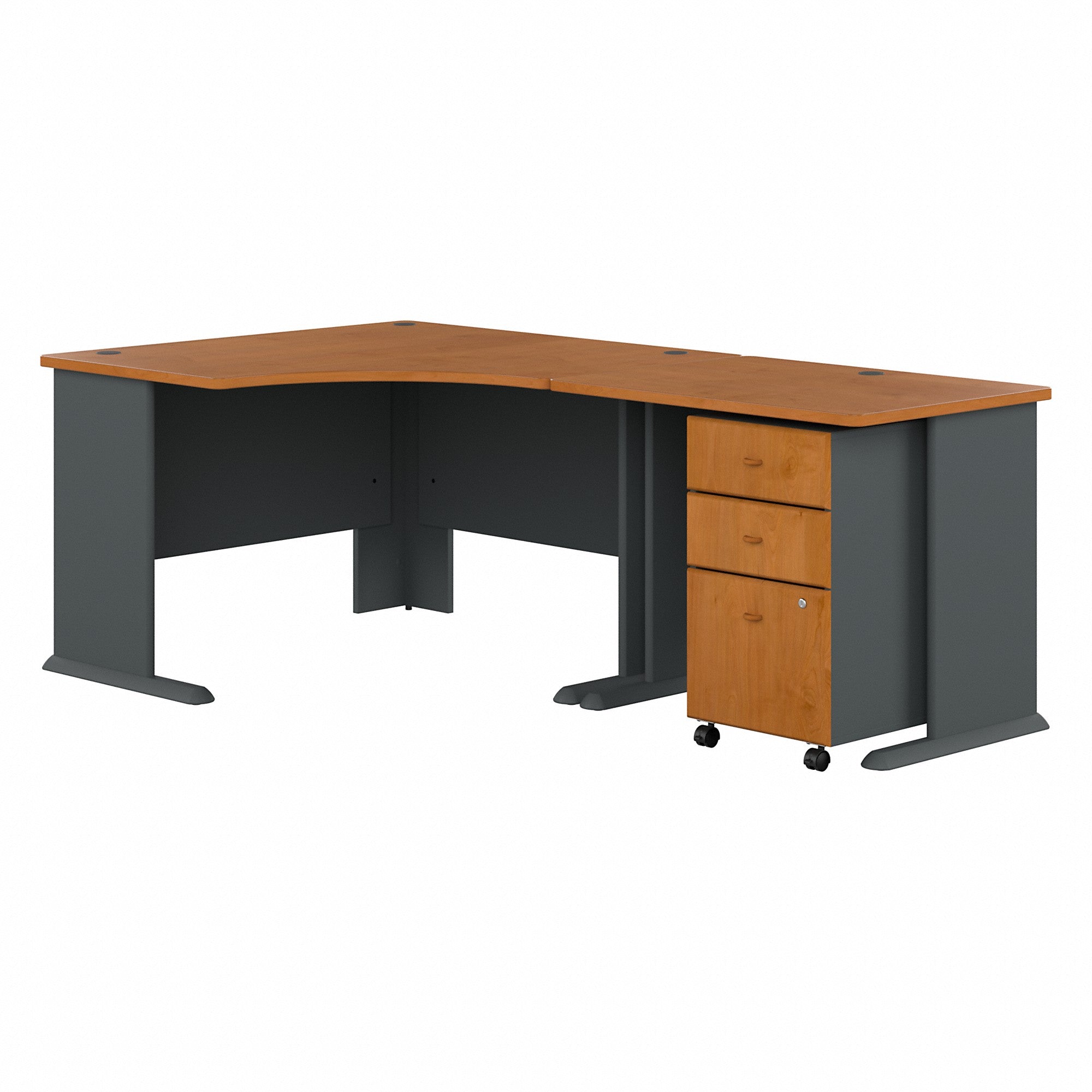 Bush Business Furniture Series A 48W Corner Desk with 36W Return and Mobile File Cabinet