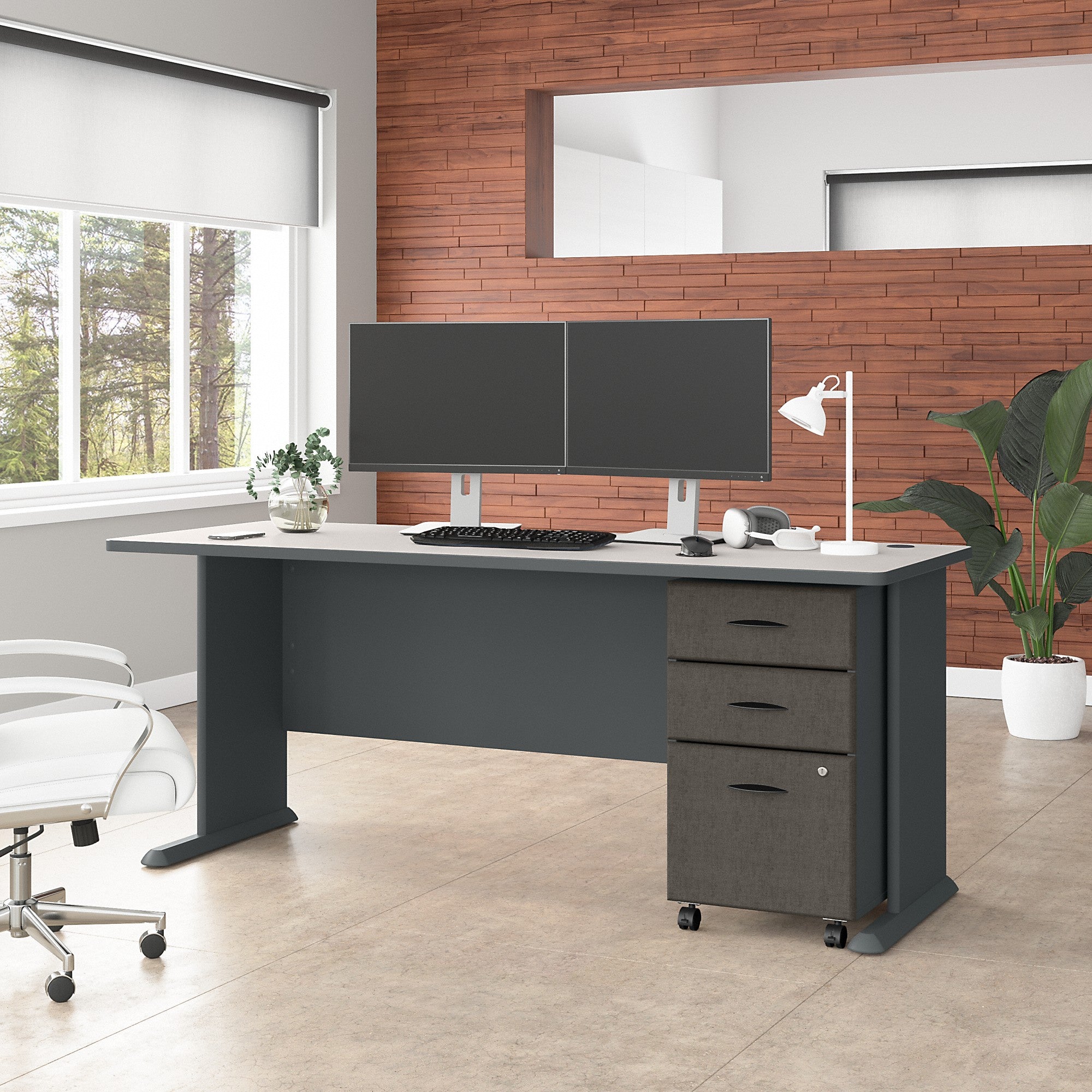 Bush Business Furniture Series A 72W Desk with Mobile File Cabinet