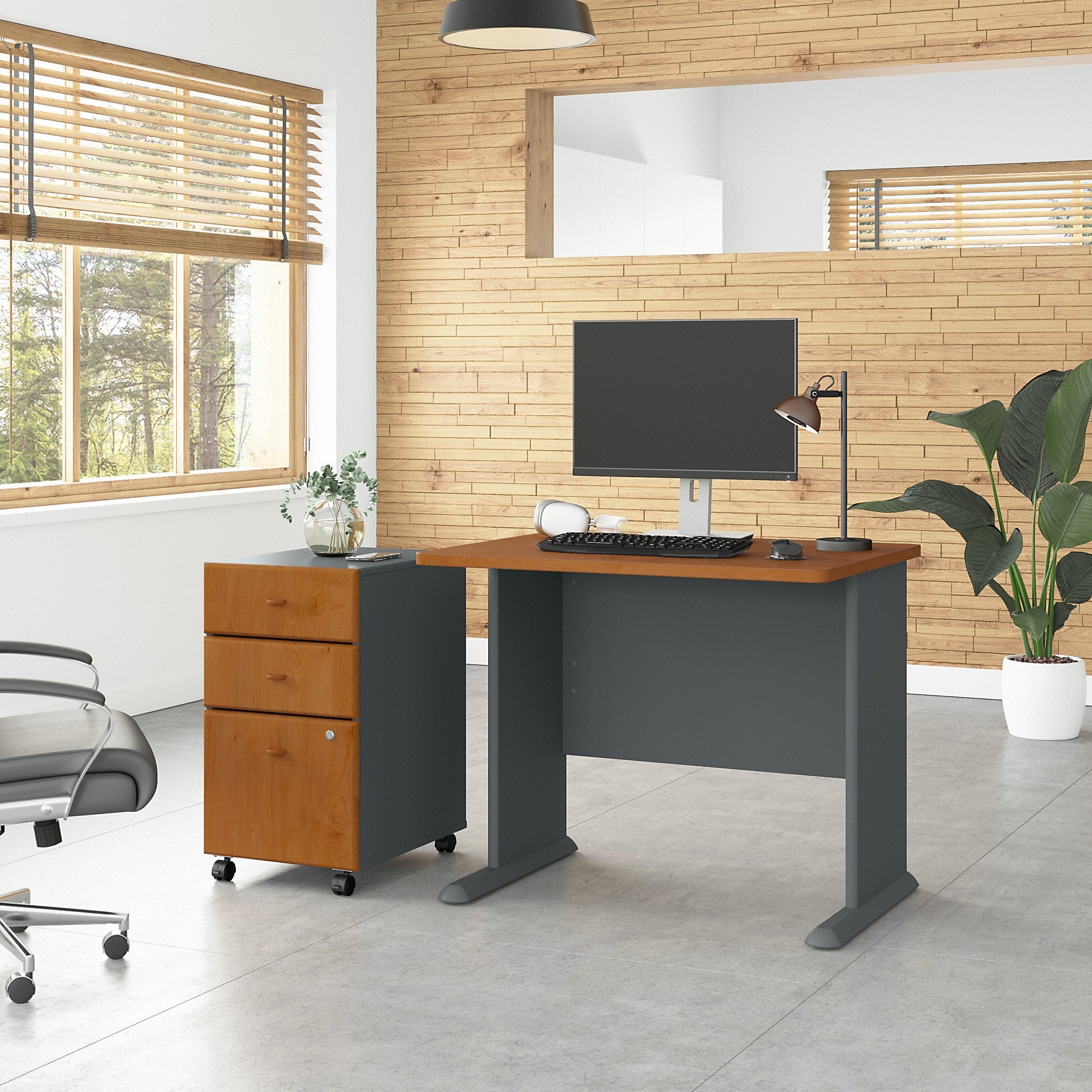 Bush Business Furniture Series A 36W Desk with Mobile File Cabinet