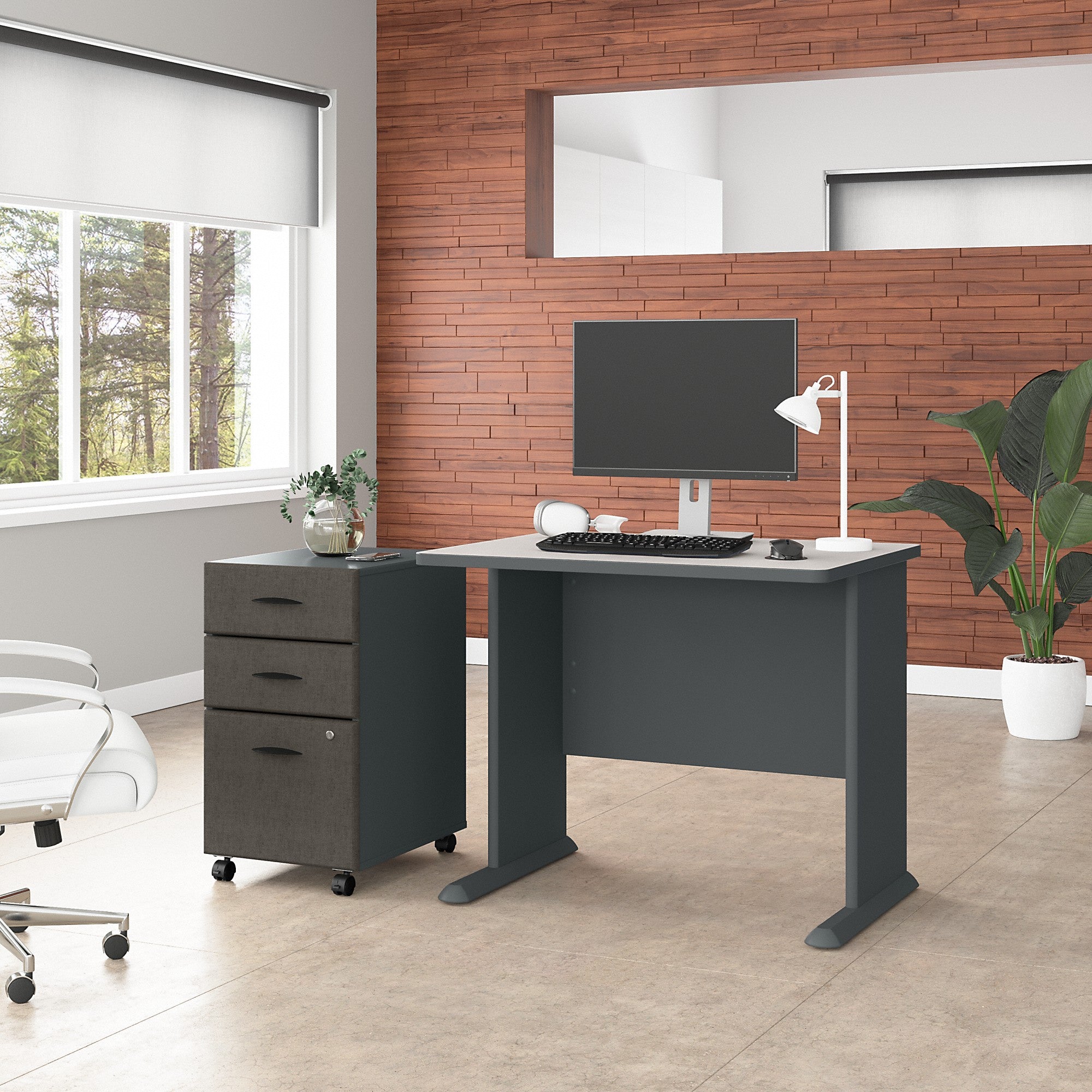 Bush Business Furniture Series A 36W Desk with Mobile File Cabinet