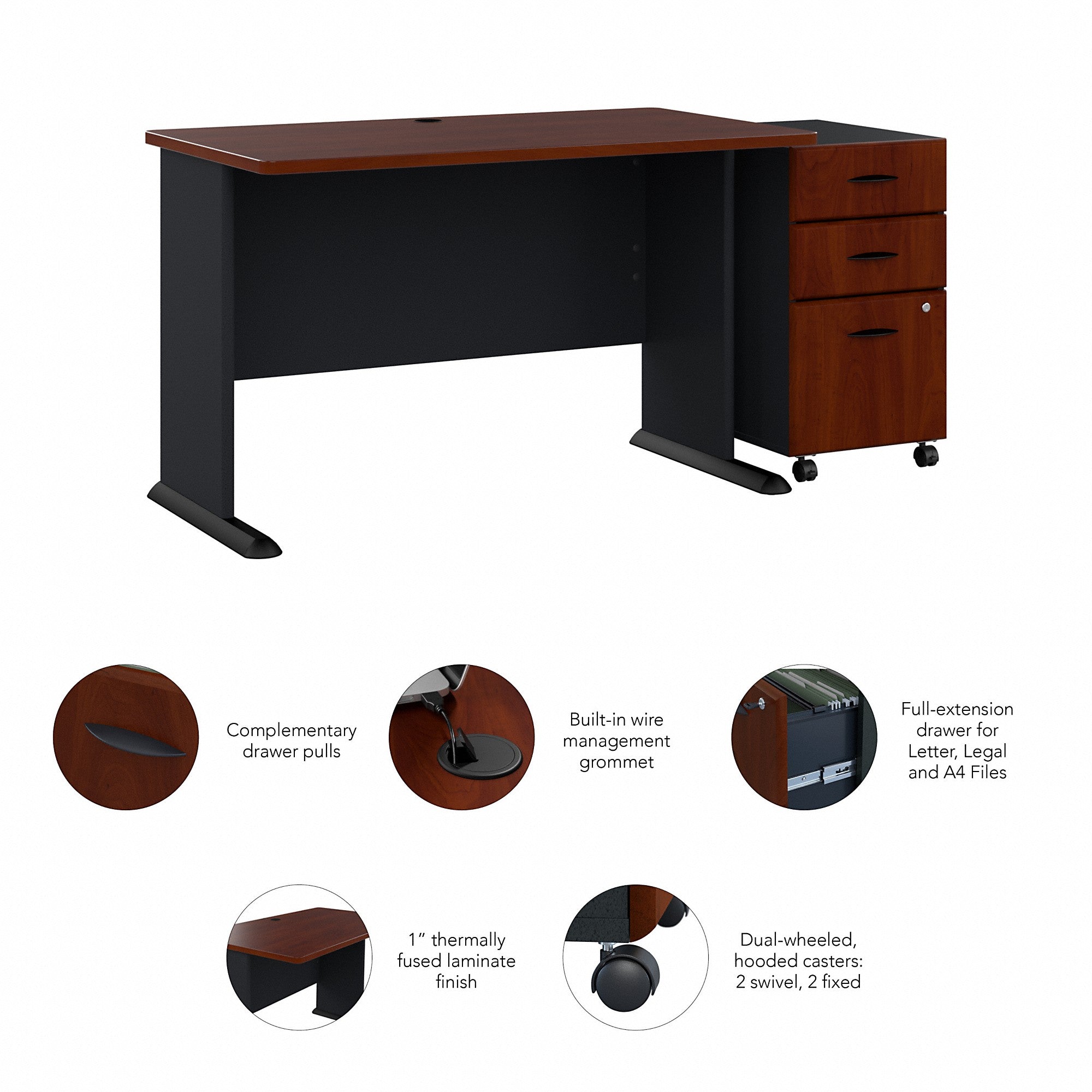 Bush Business Furniture Series A 48W Desk with Mobile File Cabinet