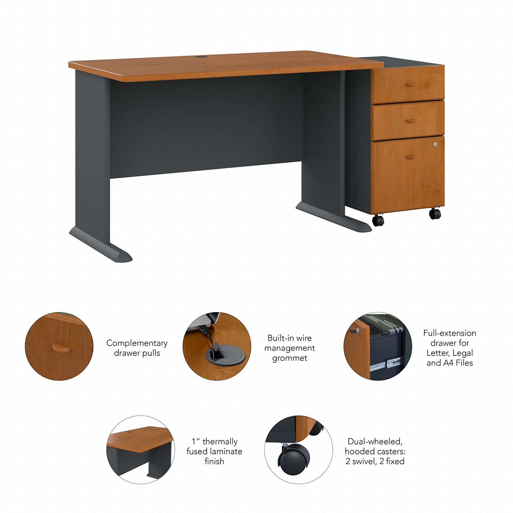 Bush Business Furniture Series A 48W Desk with Mobile File Cabinet